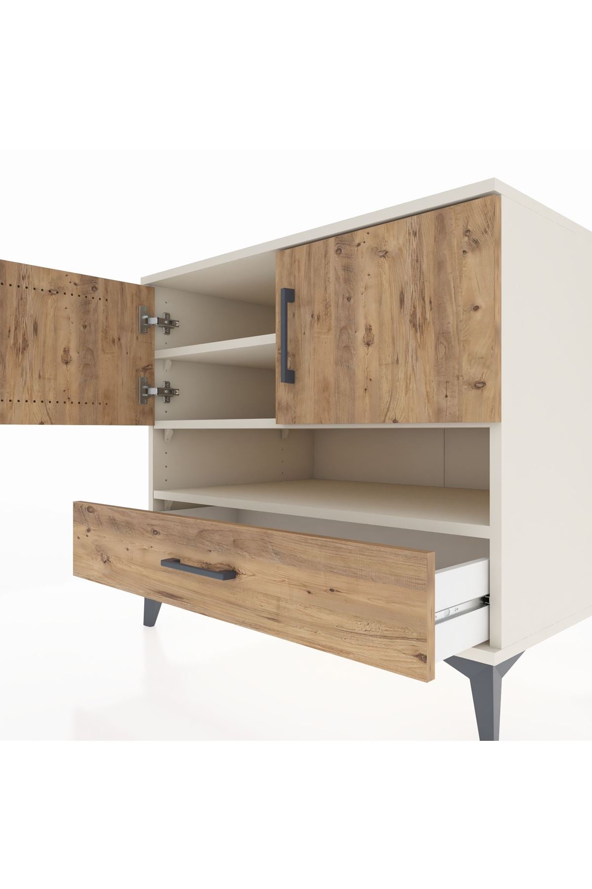 Kronos Şifonyer 3 Raflı Tek Çekmeceli 2 Kapaklı 88x59x80 - S69M031V3C