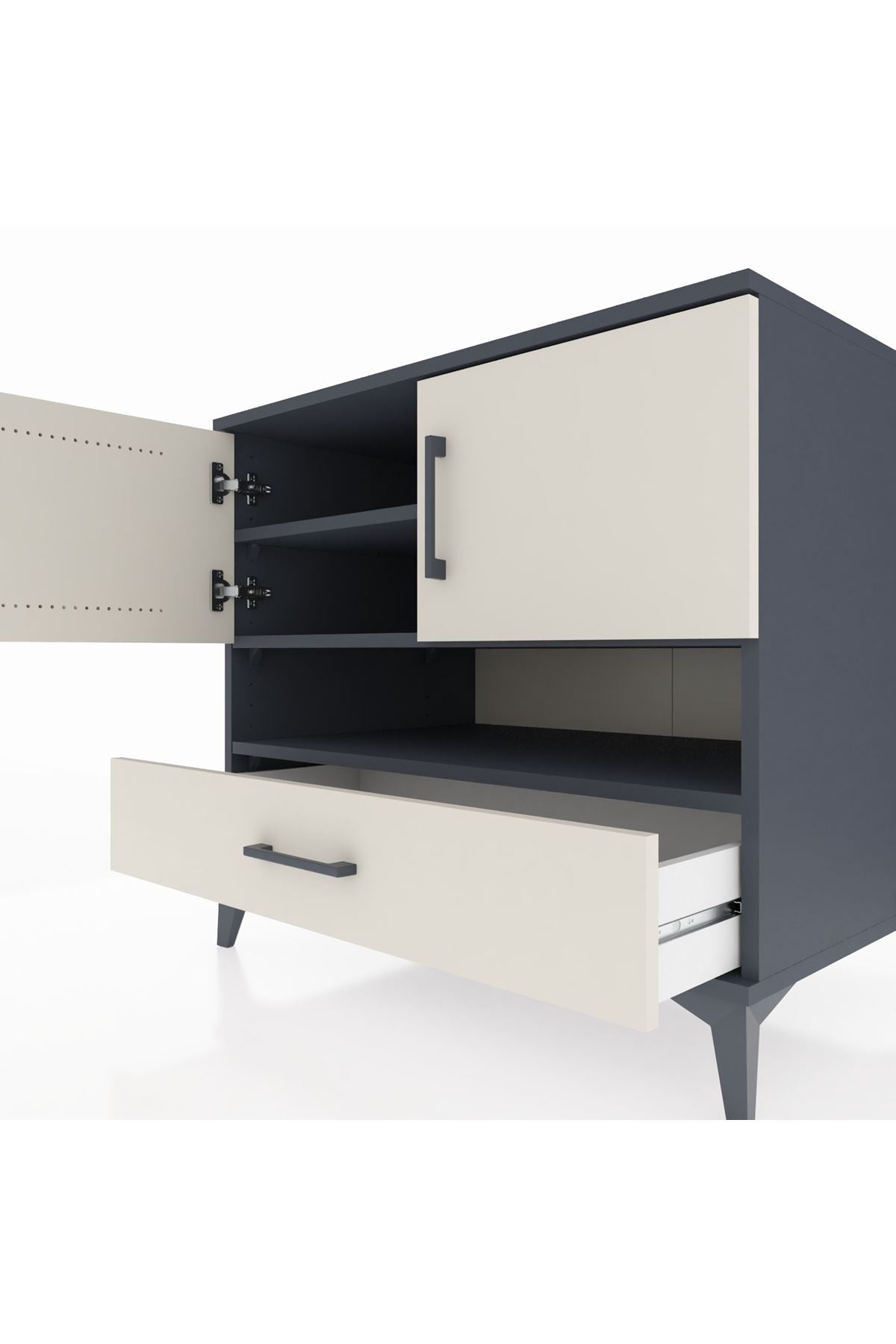 Kronos Şifonyer 3 Raflı Tek Çekmeceli 2 Kapaklı 88x59x80 - S69M031V4C
