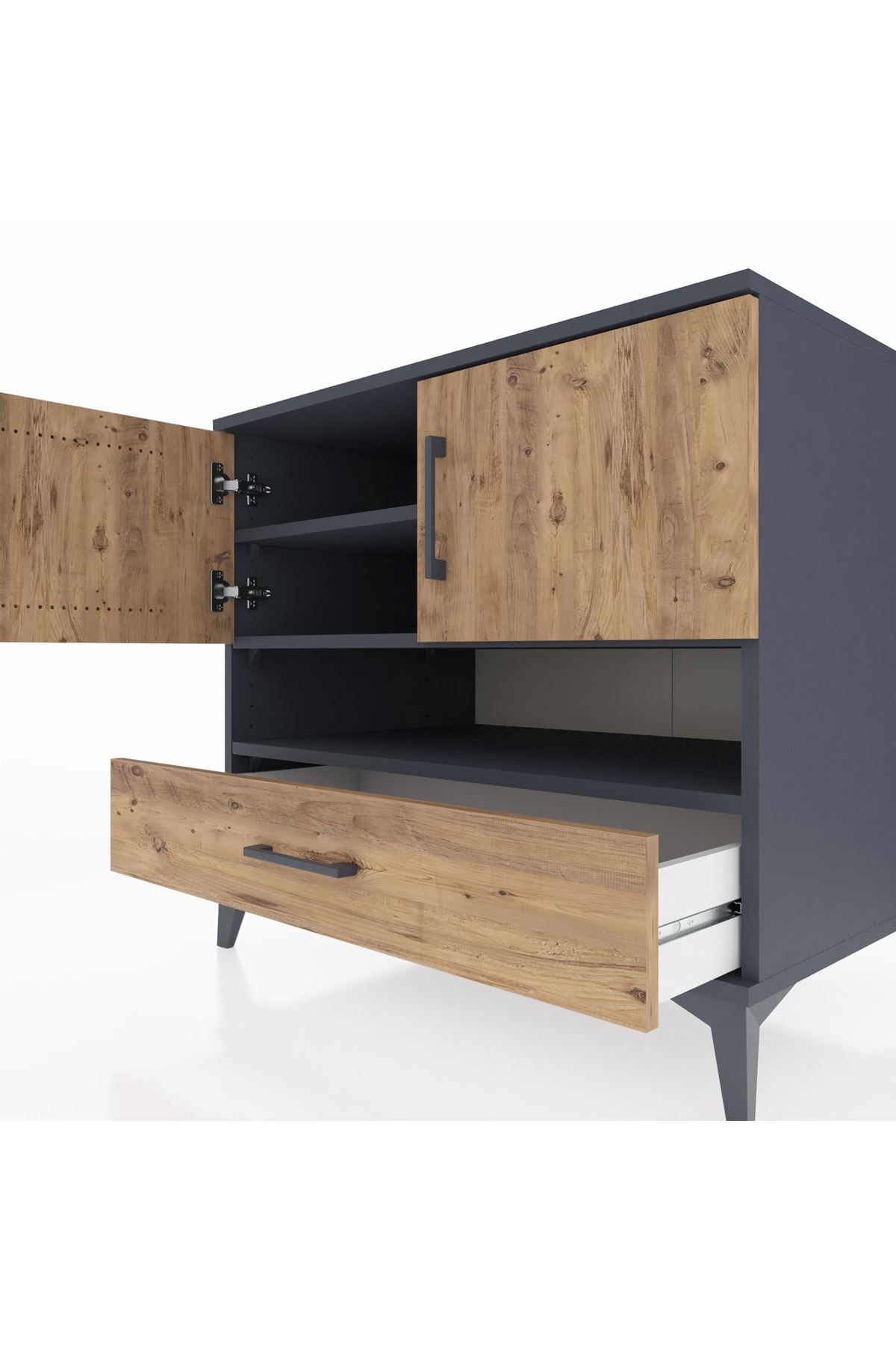 Kronos Şifonyer 3 Raflı Tek Çekmeceli 2 Kapaklı 88x59x80 - S69M031V6C