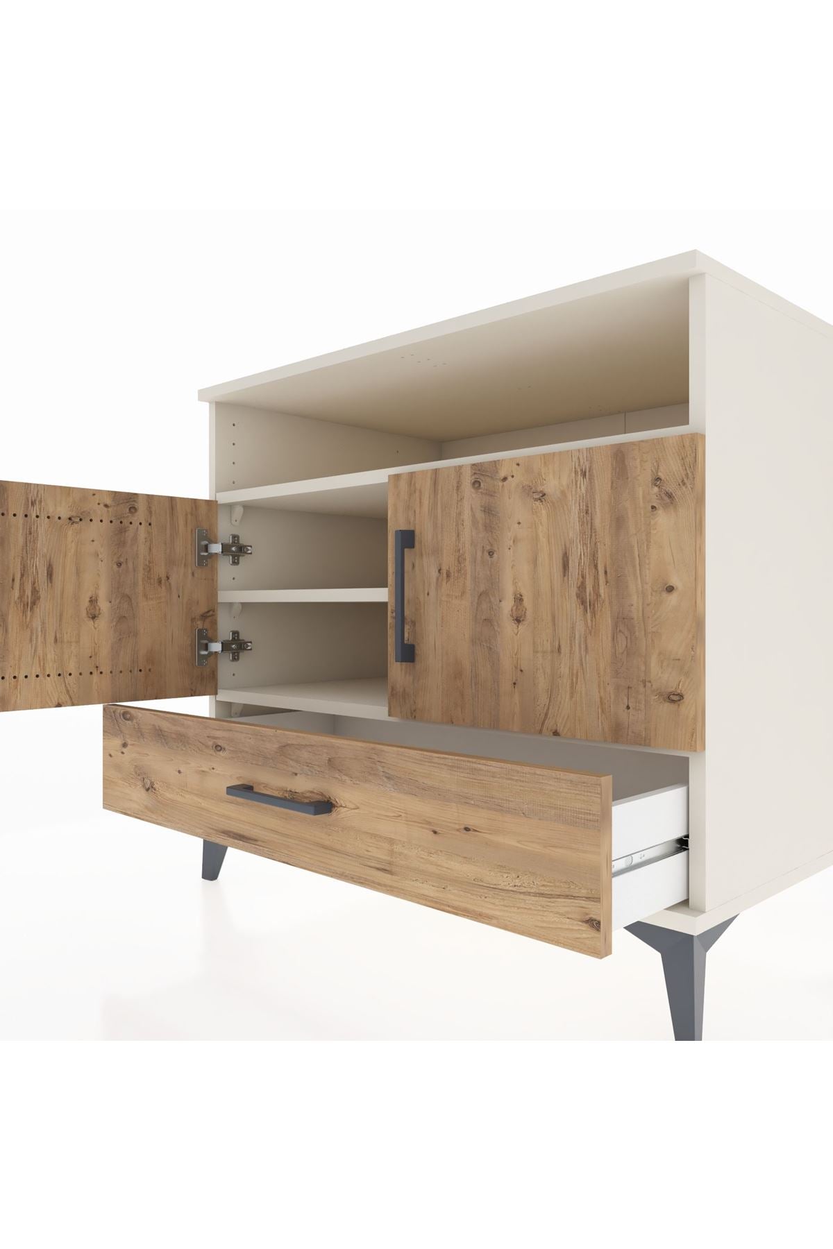 Kronos Şifonyer 3 Raflı Tek Çekmeceli 2 Kapaklı 88x59x80 - S69M032V3C