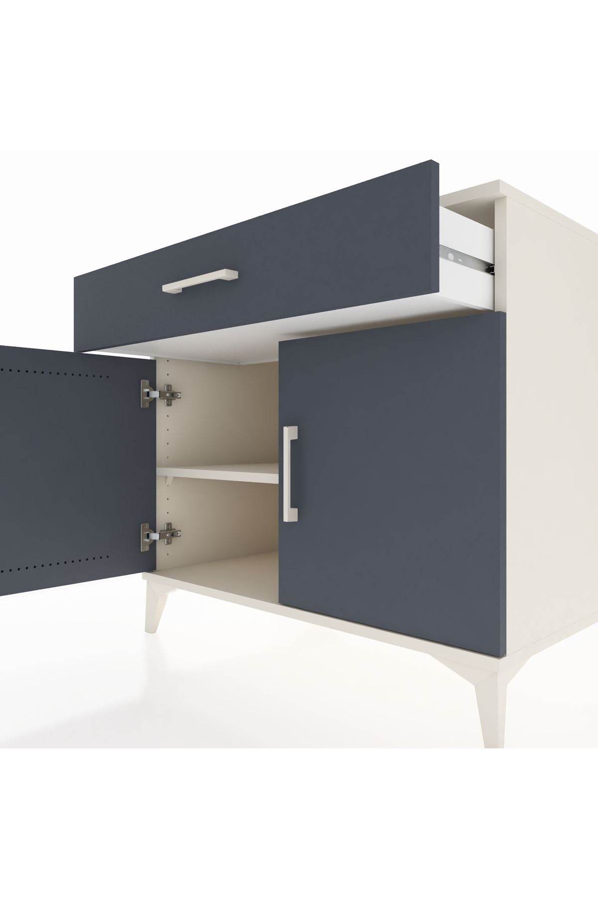 Kronos Şifonyer Tek Raflı Tek Çekmeceli 2 Kapaklı 88x59x80 - S69M035V2C