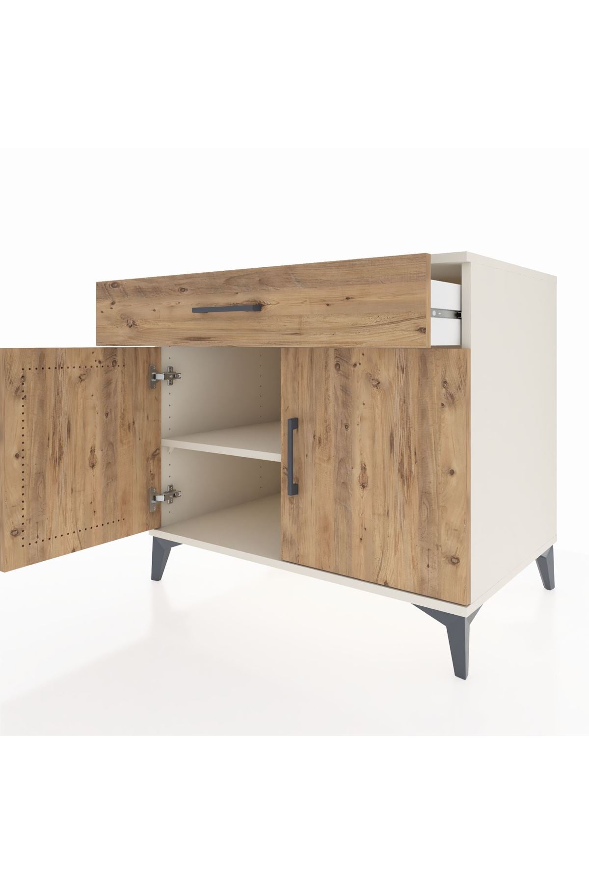 Kronos Şifonyer Tek Raflı Tek Çekmeceli 2 Kapaklı 88x59x80 - S69M035V3C