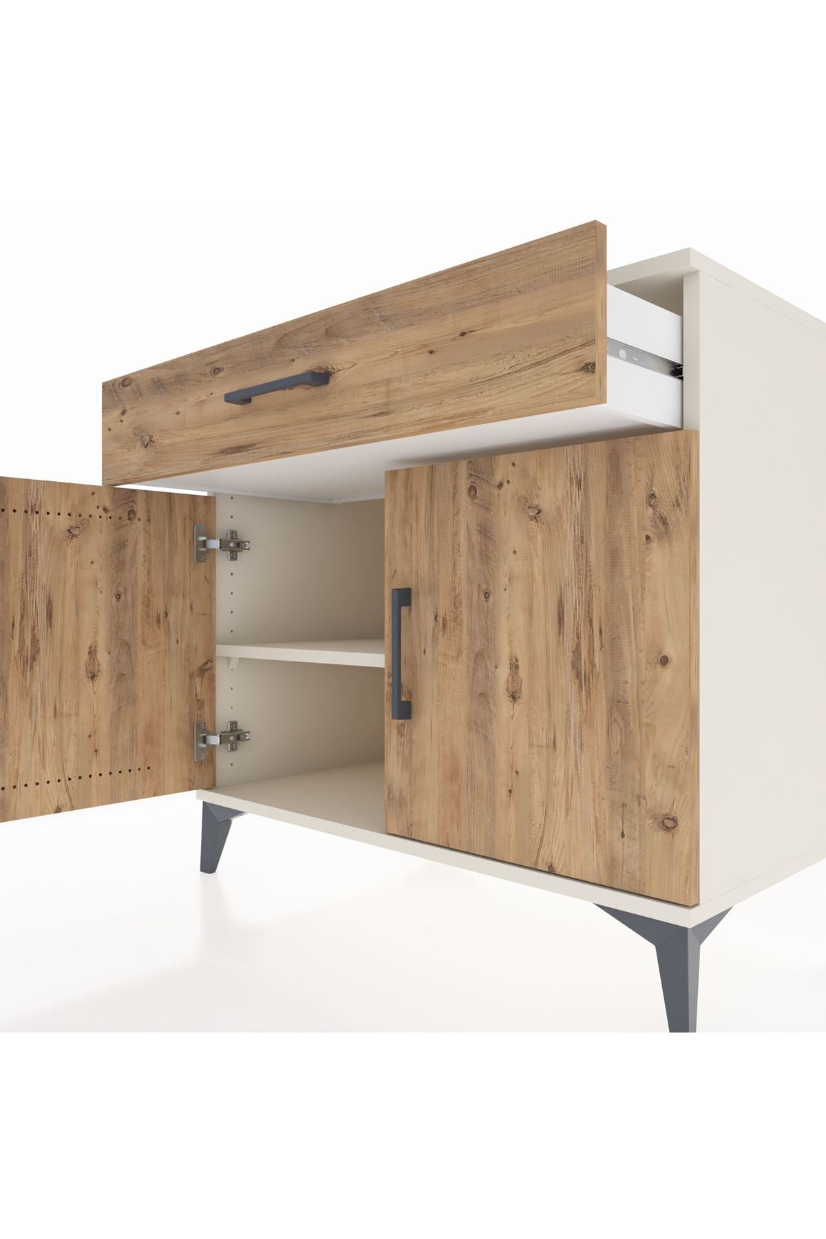 Kronos Şifonyer Tek Raflı Tek Çekmeceli 2 Kapaklı 88x59x80 - S69M035V3C