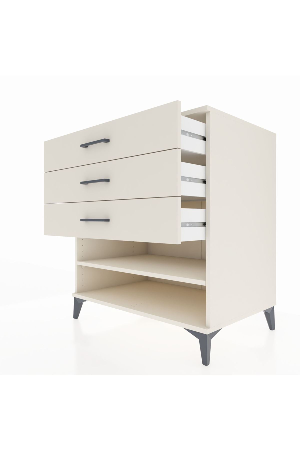 Kronos Şifonyer Tek Raflı 3 Çekmeceli 88x59x96 - S70M003V1C