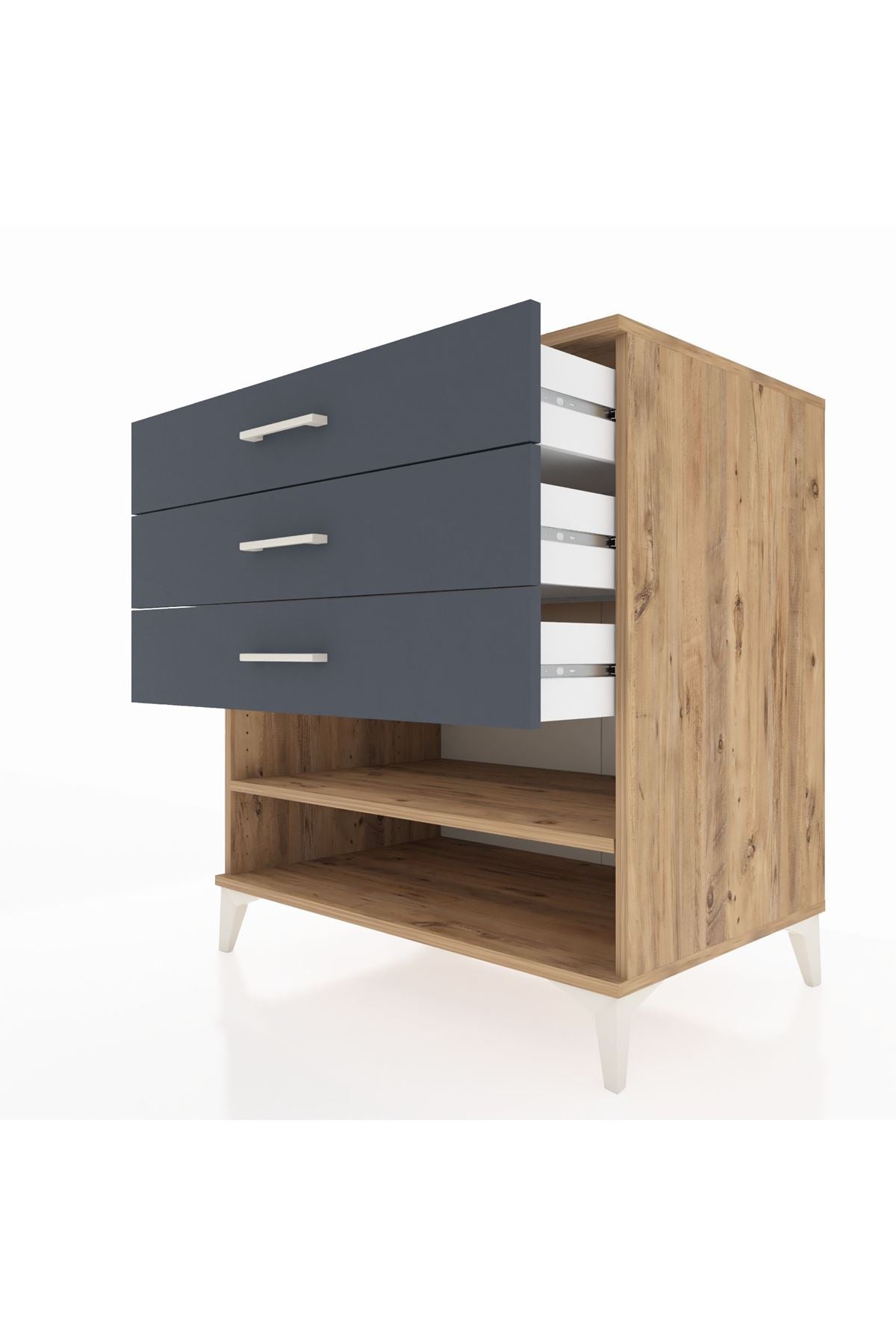 Kronos Şifonyer Tek Raflı 3 Çekmeceli 88x59x96 - S70M003V8C