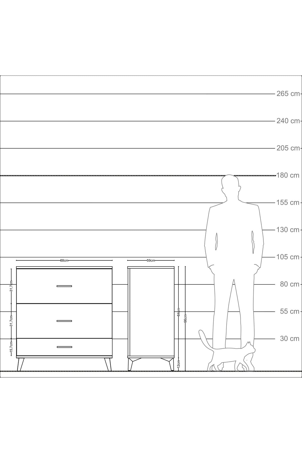 Kronos Şifonyer 3 Çekmeceli 88x59x96 - S70M011V5C