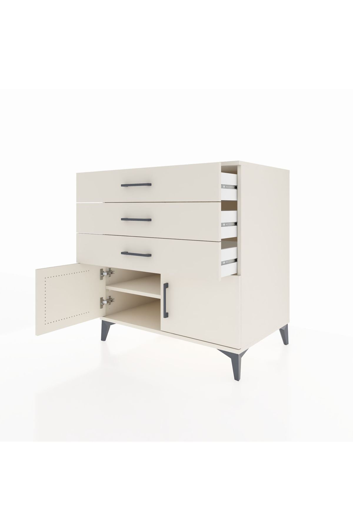 Kronos Şifonyer Tek Raflı 3 Çekmeceli 2 Kapaklı 88x59x96 - S70M023V1C