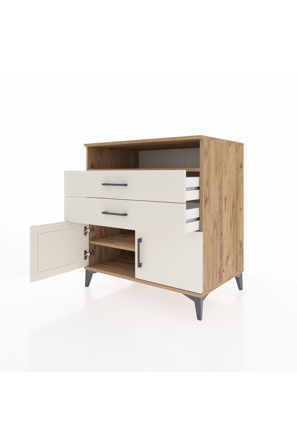 Kronos Şifonyer 2 Raflı 2 Çekmeceli 2 Kapaklı 88x59x96 - S70M024V7C