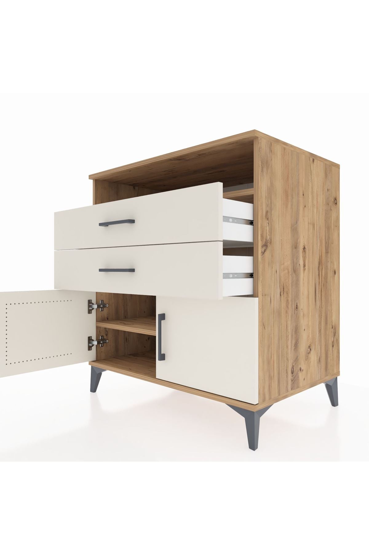 Kronos Şifonyer 2 Raflı 2 Çekmeceli 2 Kapaklı 88x59x96 - S70M024V7C