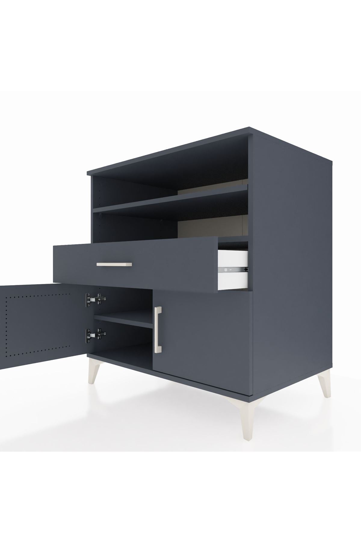 Kronos Şifonyer 3 Raflı Tek Çekmeceli 2 Kapaklı 88x59x96 - S70M025V5C