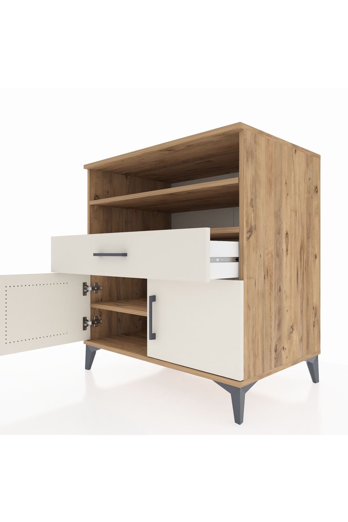 Kronos Şifonyer 3 Raflı Tek Çekmeceli 2 Kapaklı 88x59x96 - S70M025V7C