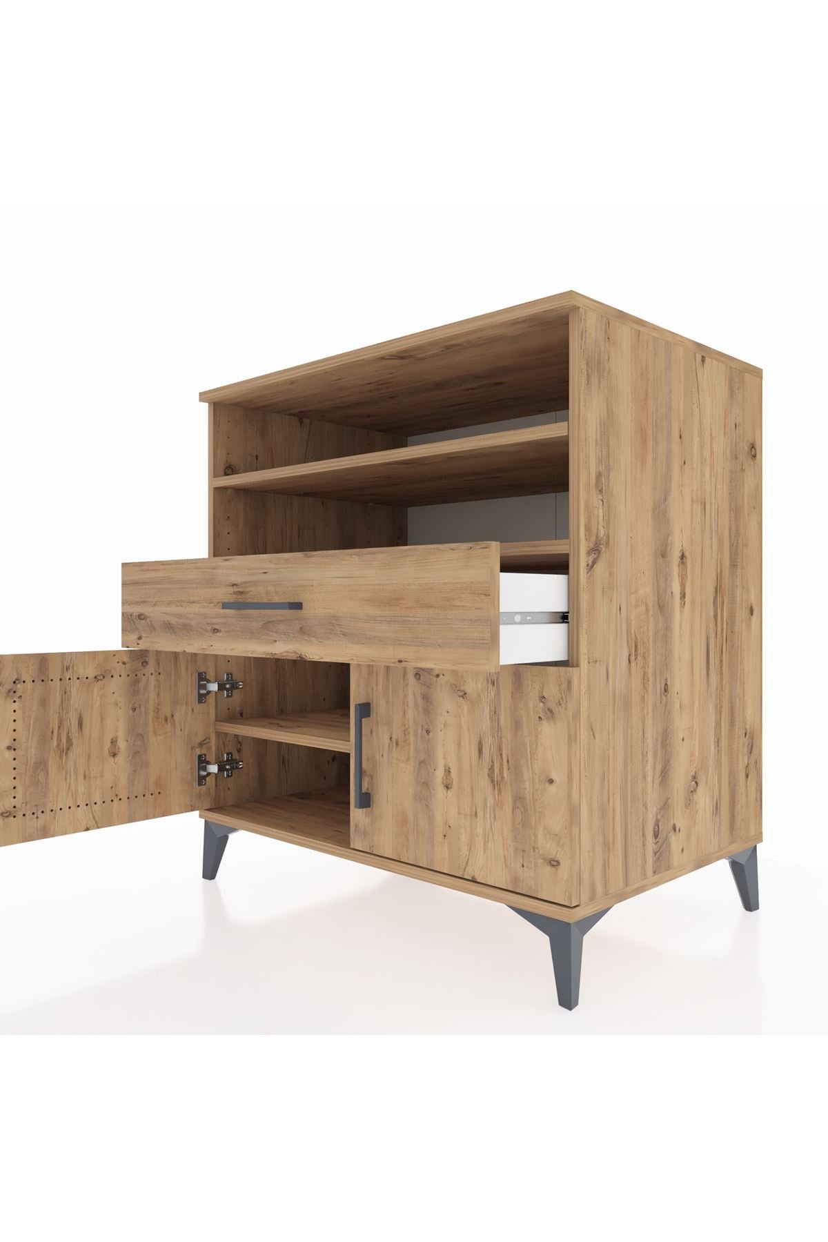 Kronos Şifonyer 3 Raflı Tek Çekmeceli 2 Kapaklı 88x59x96 - S70M025V9C
