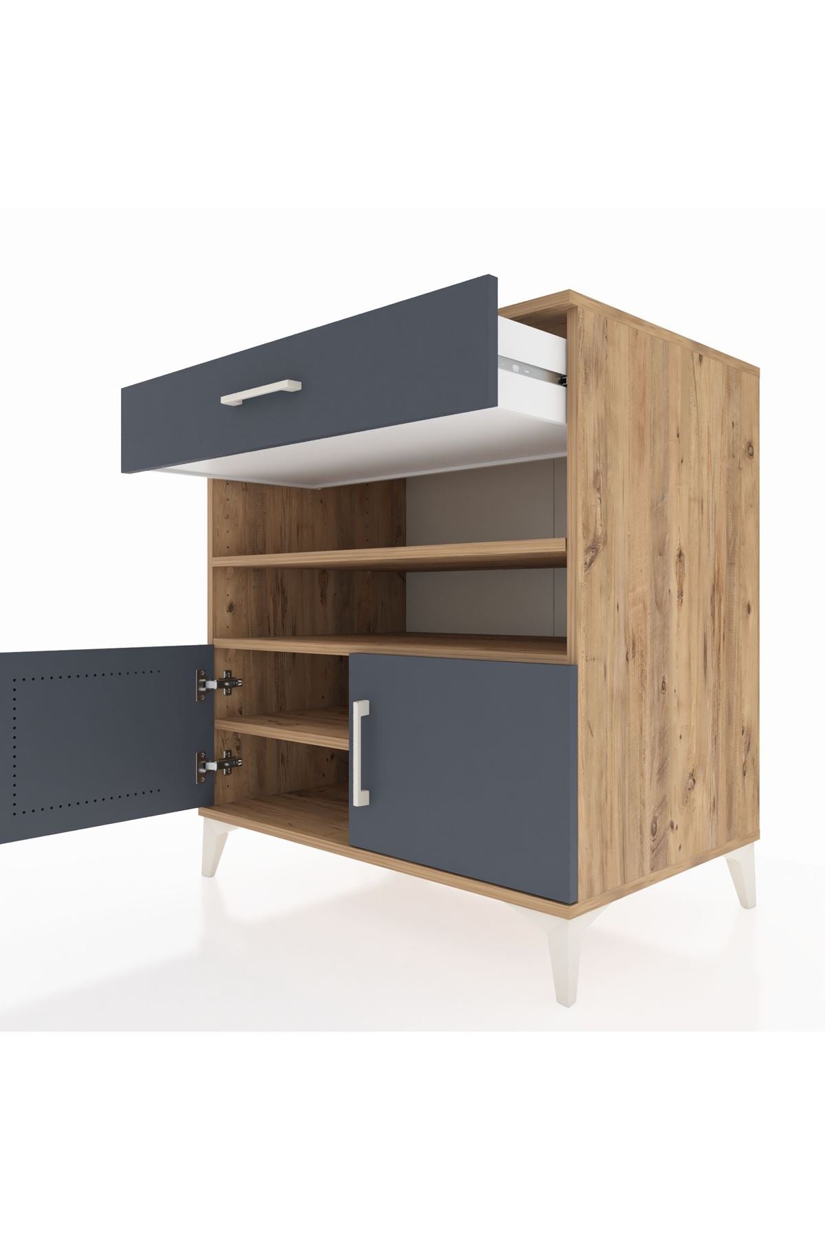 Kronos Şifonyer 3 Raflı Tek Çekmeceli 2 Kapaklı 88x59x96 - S70M026V8C