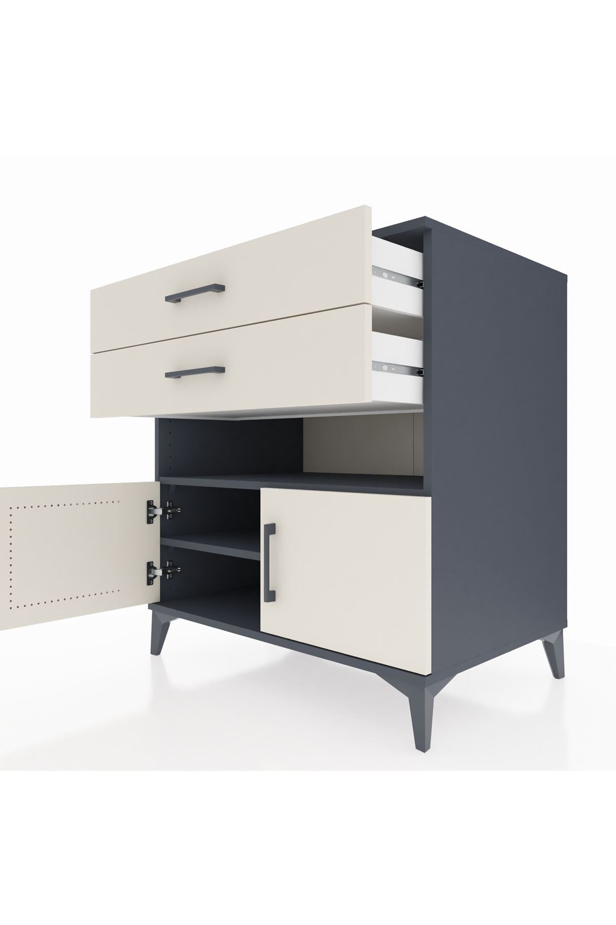 Kronos Şifonyer 2 Raflı 2 Çekmeceli 2 Kapaklı 88x59x96 - S70M027V4C