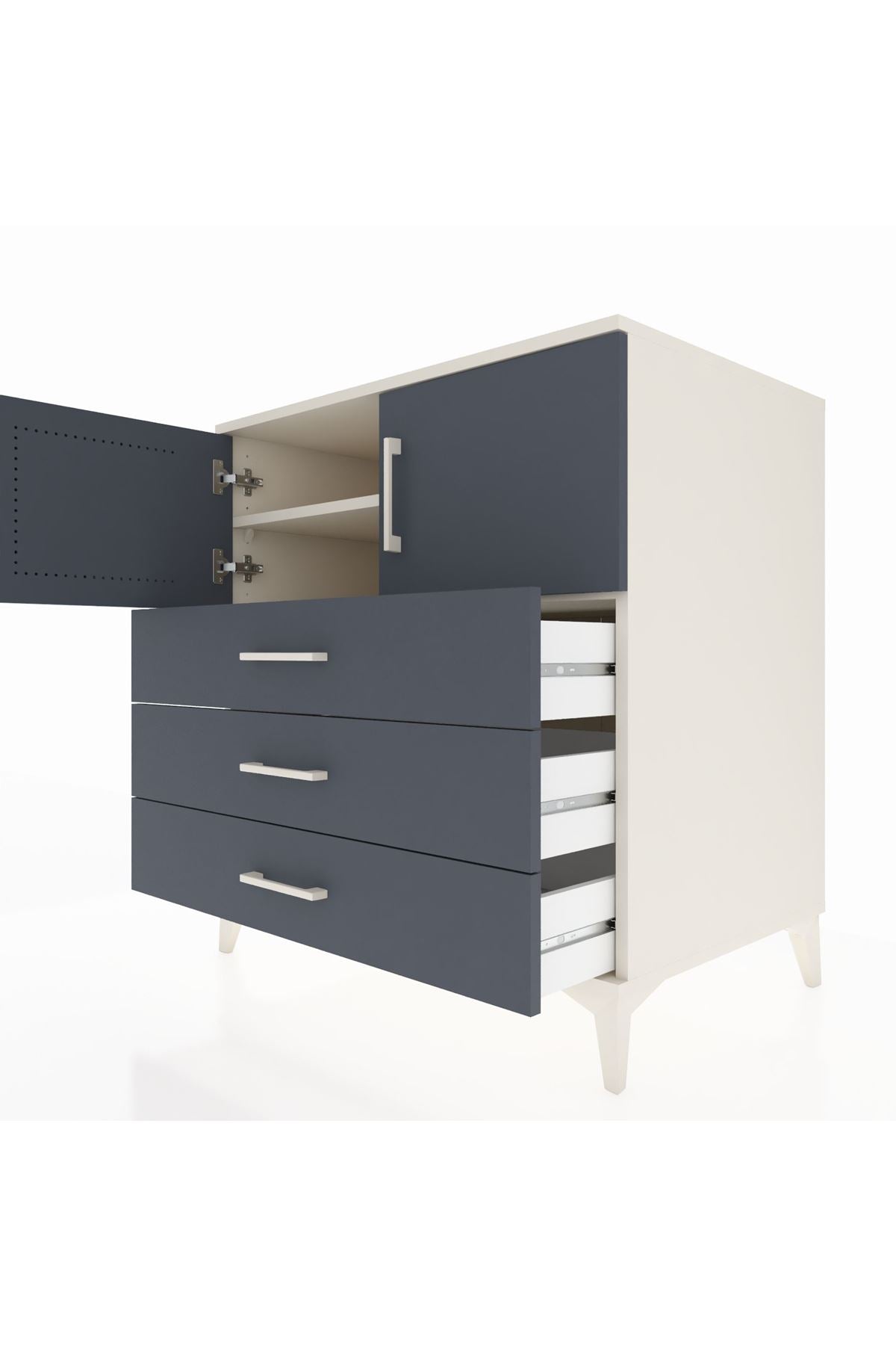 Kronos Şifonyer 2 Raflı 3 Çekmeceli 2 Kapaklı 88x59x96 - S70M029V2C