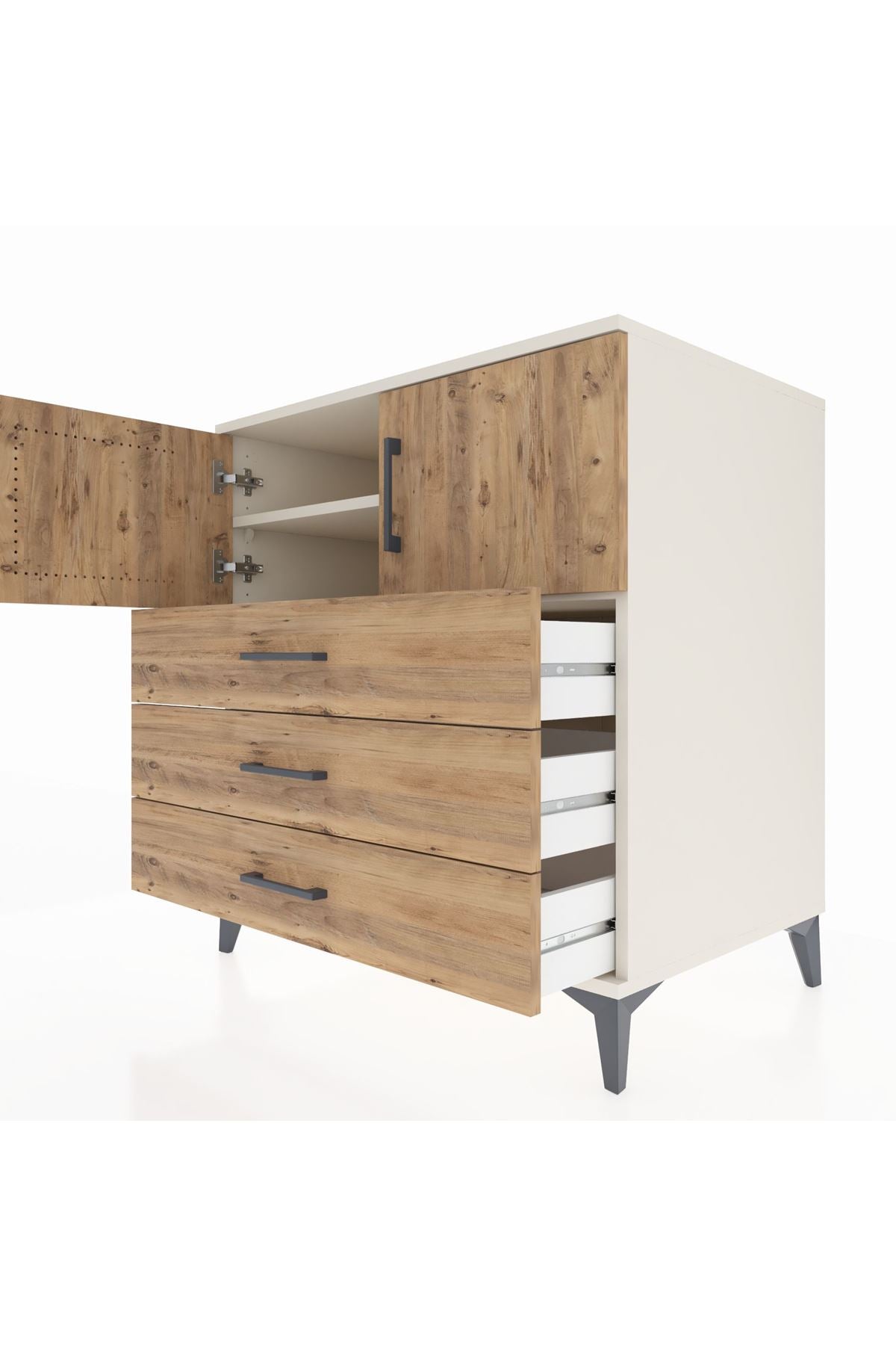 Kronos Şifonyer 2 Raflı 3 Çekmeceli 2 Kapaklı 88x59x96 - S70M029V3C