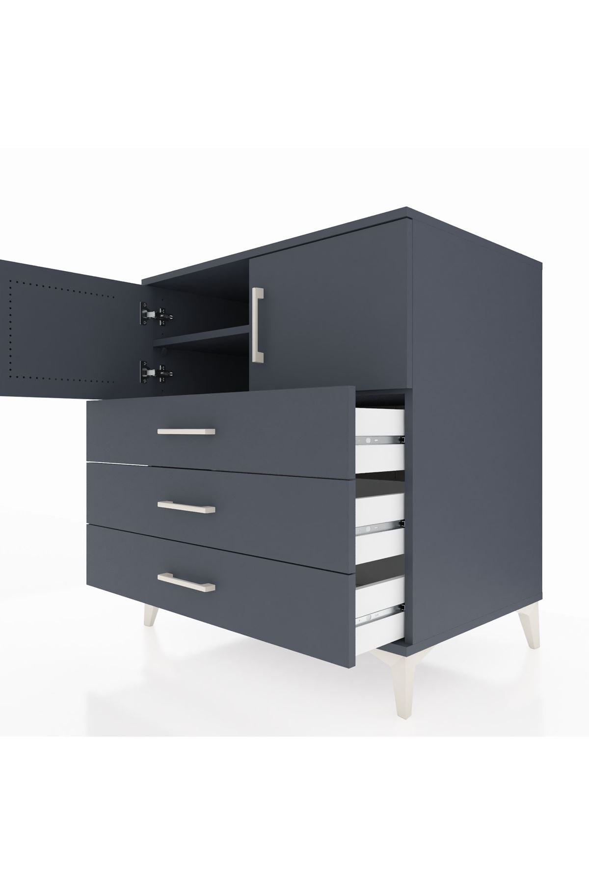 Kronos Şifonyer 2 Raflı 3 Çekmeceli 2 Kapaklı 88x59x96 - S70M029V5C