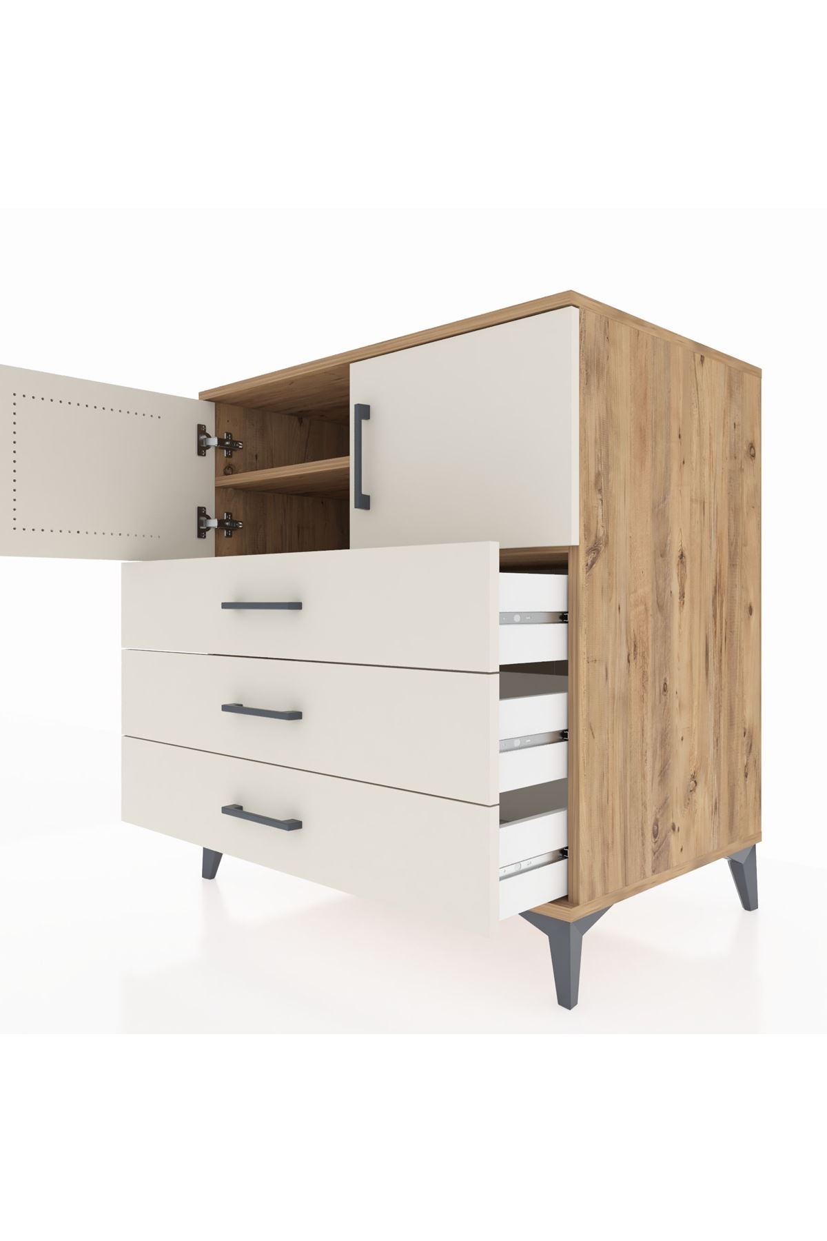 Kronos Şifonyer 2 Raflı 3 Çekmeceli 2 Kapaklı 88x59x96 - S70M029V7C