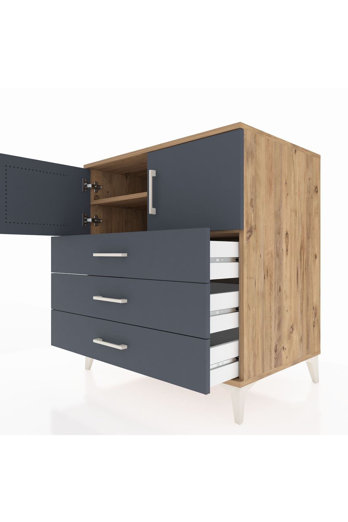 Kronos Şifonyer 2 Raflı 3 Çekmeceli 2 Kapaklı 88x59x96 - S70M029V8C