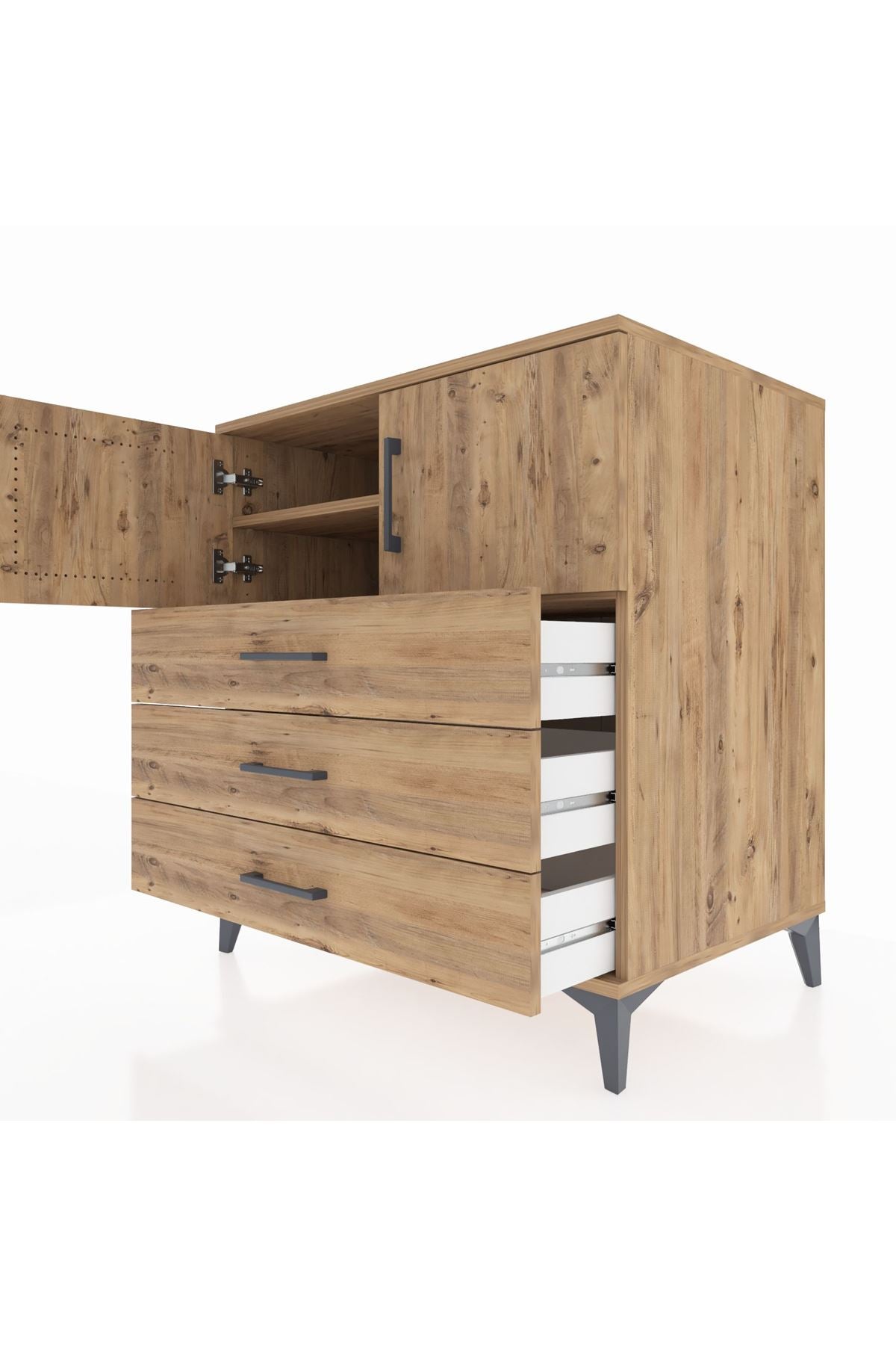 Kronos Şifonyer 2 Raflı 3 Çekmeceli 2 Kapaklı 88x59x96 - S70M029V9C