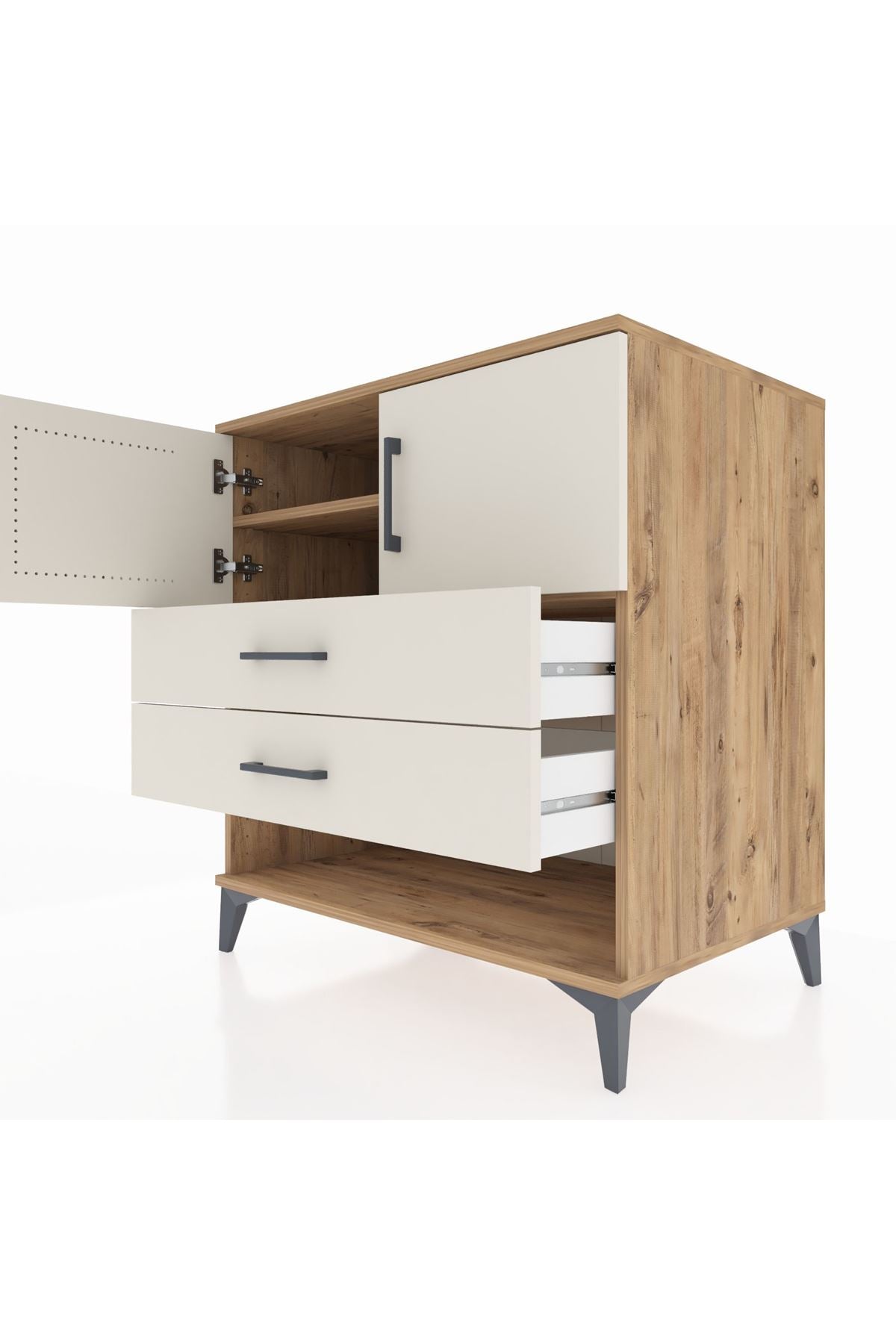 Kronos Şifonyer 2 Raflı 2 Çekmeceli 2 Kapaklı 88x59x96 - S70M030V7C