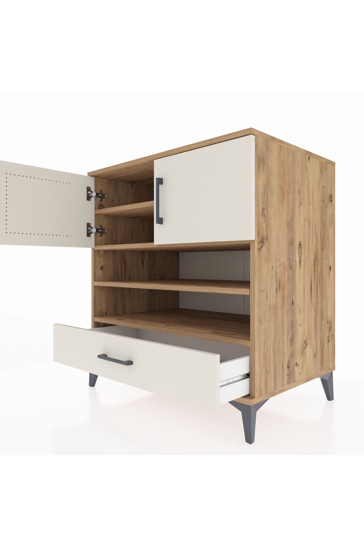 Kronos Şifonyer 4 Raflı Tek Çekmeceli 2 Kapaklı 88x59x96 - S70M032V7C