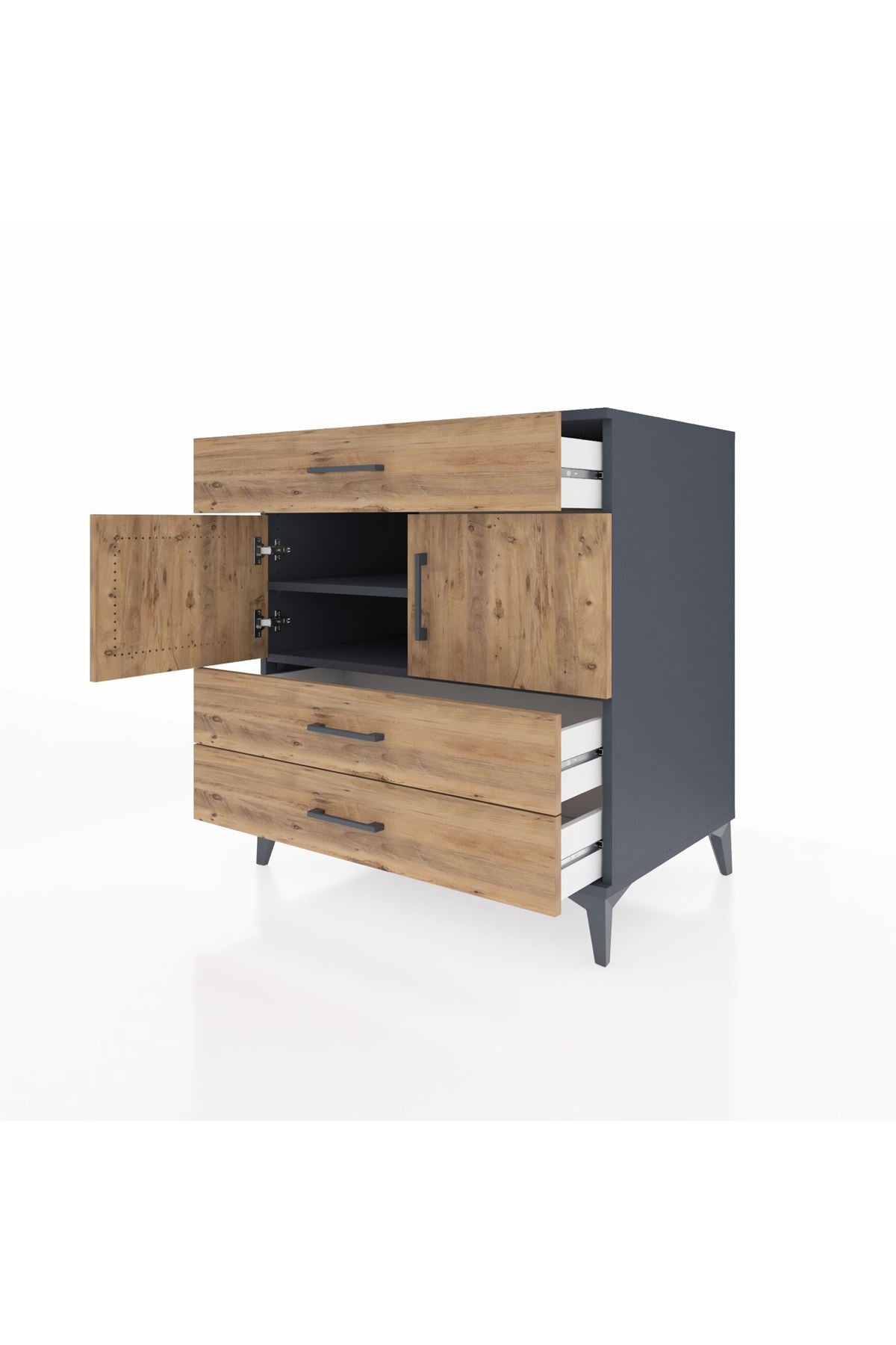 Kronos Şifonyer 2 Raflı 3 Çekmeceli 2 Kapaklı 88x59x96 - S70M037V6C