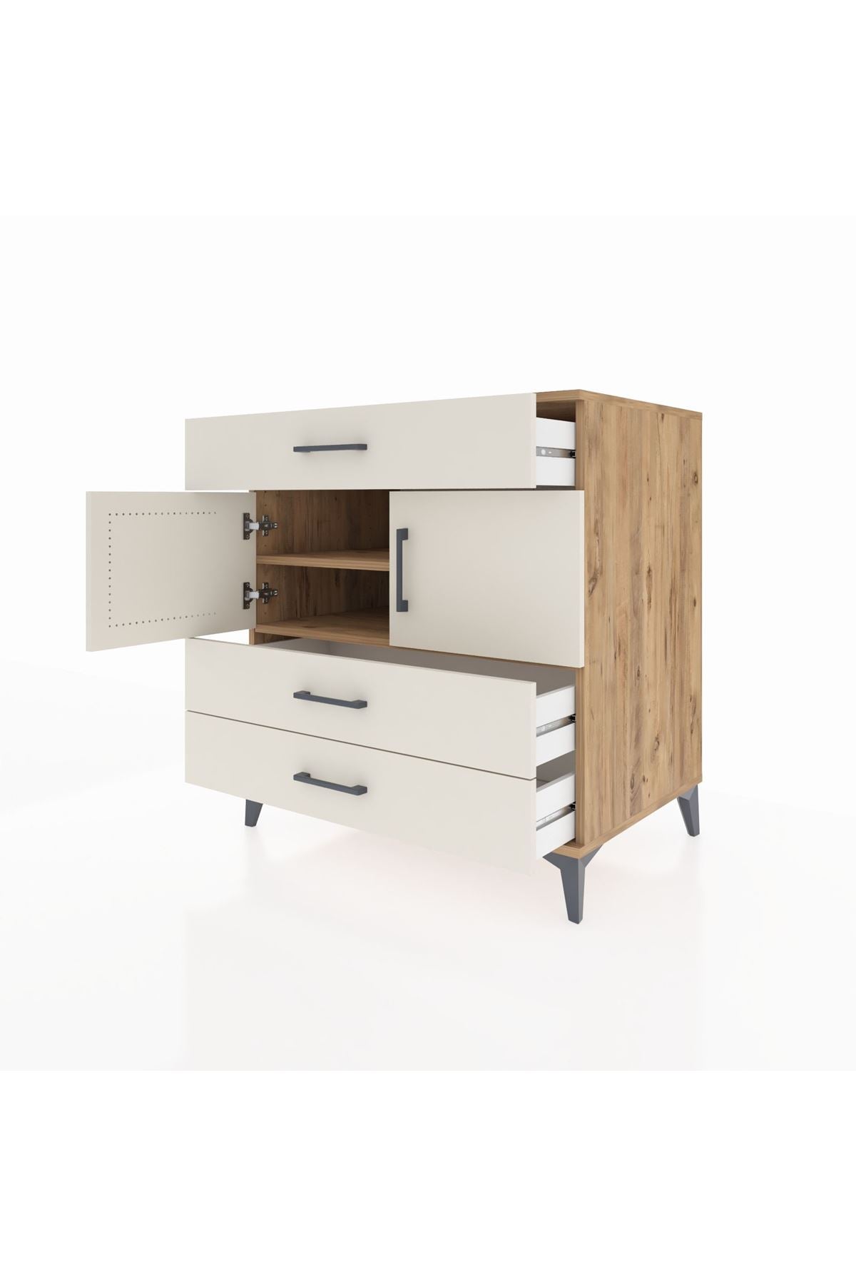 Kronos Şifonyer 2 Raflı 3 Çekmeceli 2 Kapaklı 88x59x96 - S70M037V7C