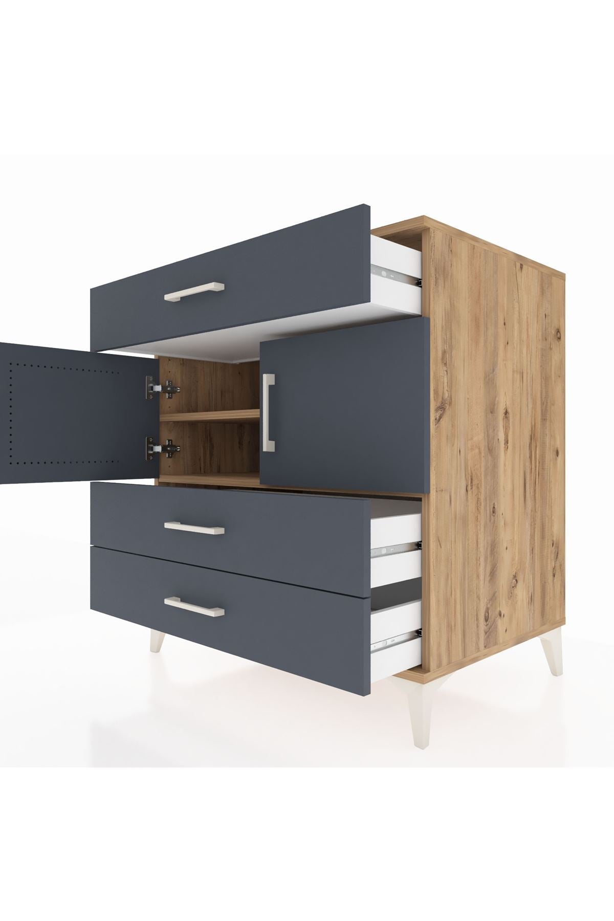 Kronos Şifonyer 2 Raflı 3 Çekmeceli 2 Kapaklı 88x59x96 - S70M037V8C