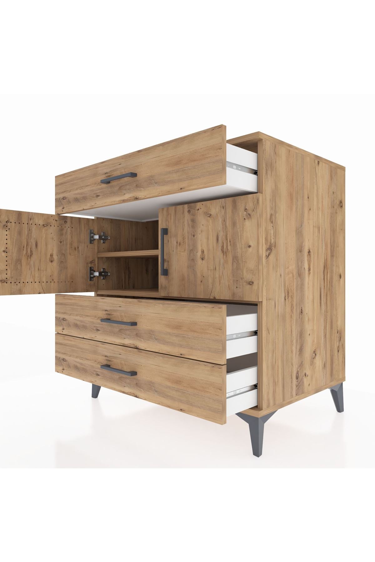 Kronos Şifonyer 2 Raflı 3 Çekmeceli 2 Kapaklı 88x59x96 - S70M037V9C