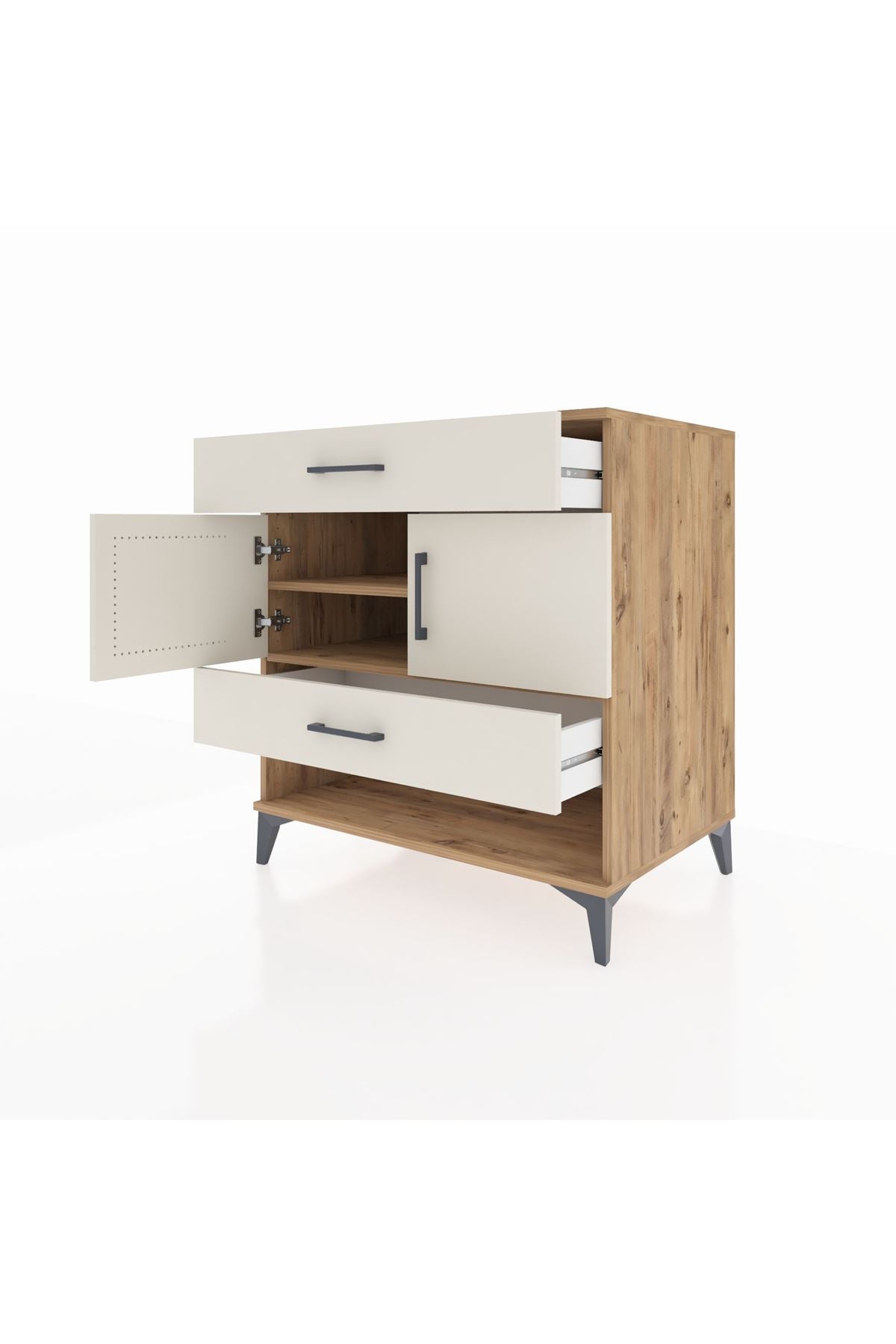 Kronos Şifonyer 2 Raflı 2 Çekmeceli 2 Kapaklı 88x59x96 - S70M038V7C