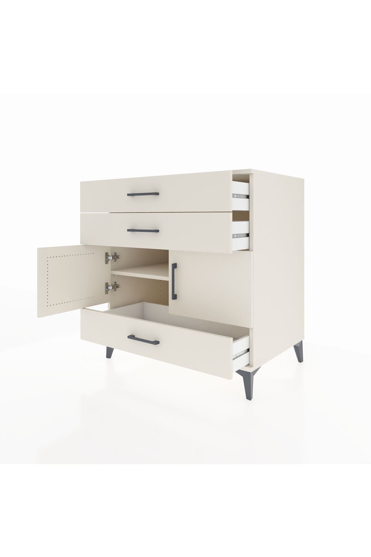 Kronos Şifonyer Tek Raflı 3 Çekmeceli 2 Kapaklı 88x59x96 - S70M045V1C