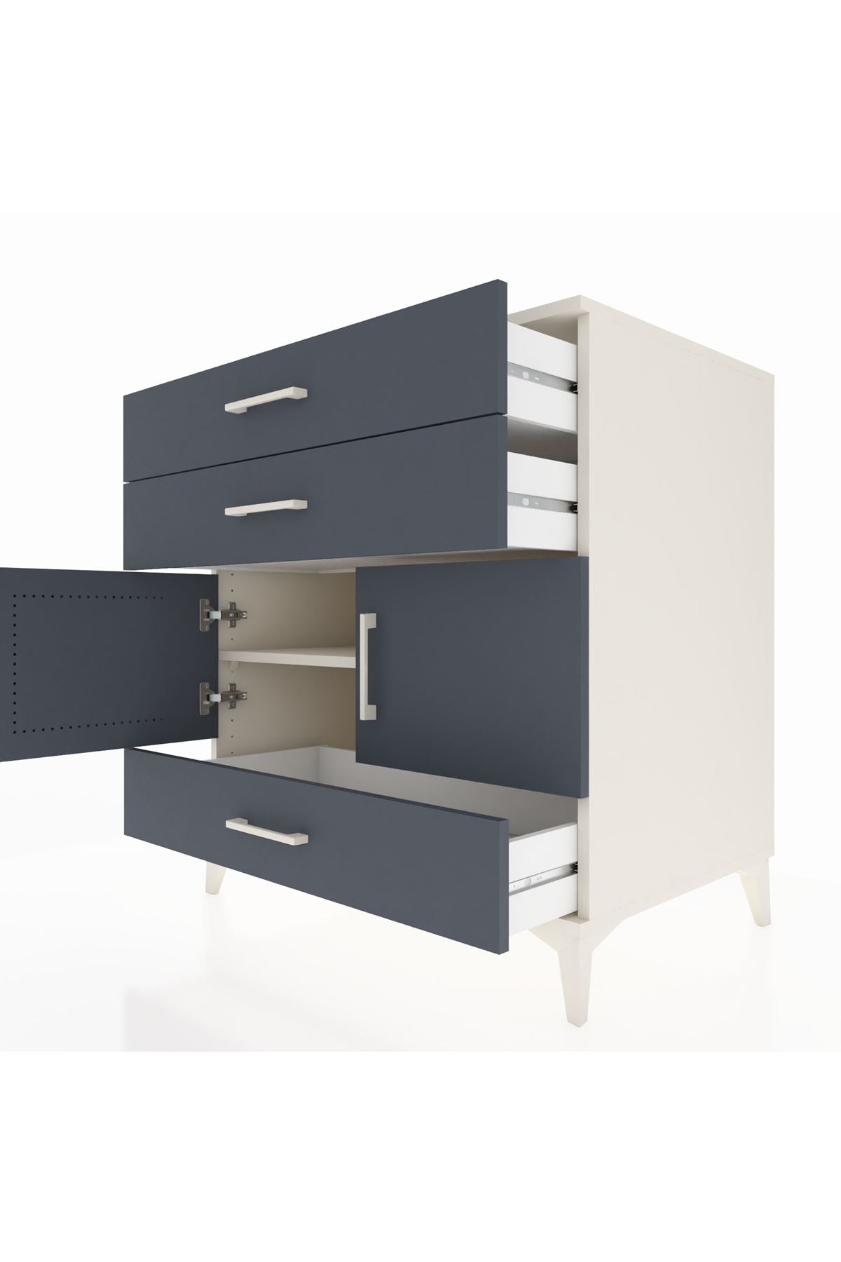 Kronos Şifonyer Tek Raflı 3 Çekmeceli 2 Kapaklı 88x59x96 - S70M045V2C