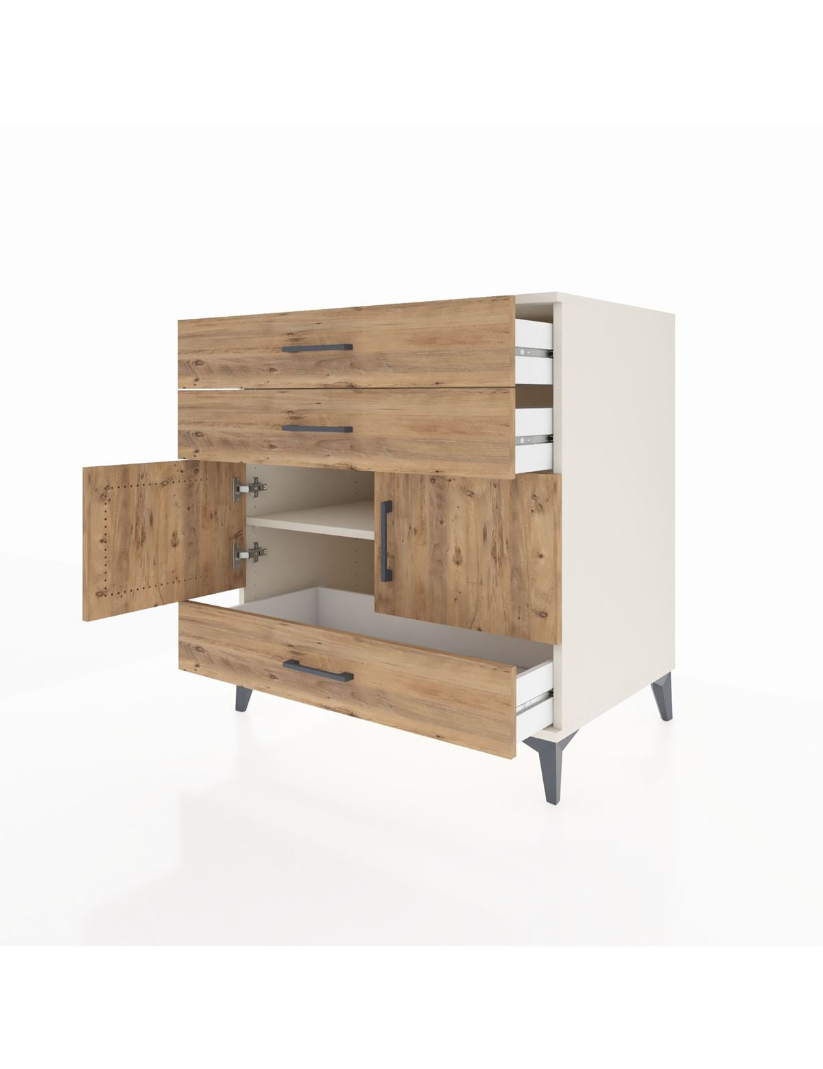 Kronos Şifonyer Tek Raflı 3 Çekmeceli 2 Kapaklı 88x59x96 - S70M045V3C