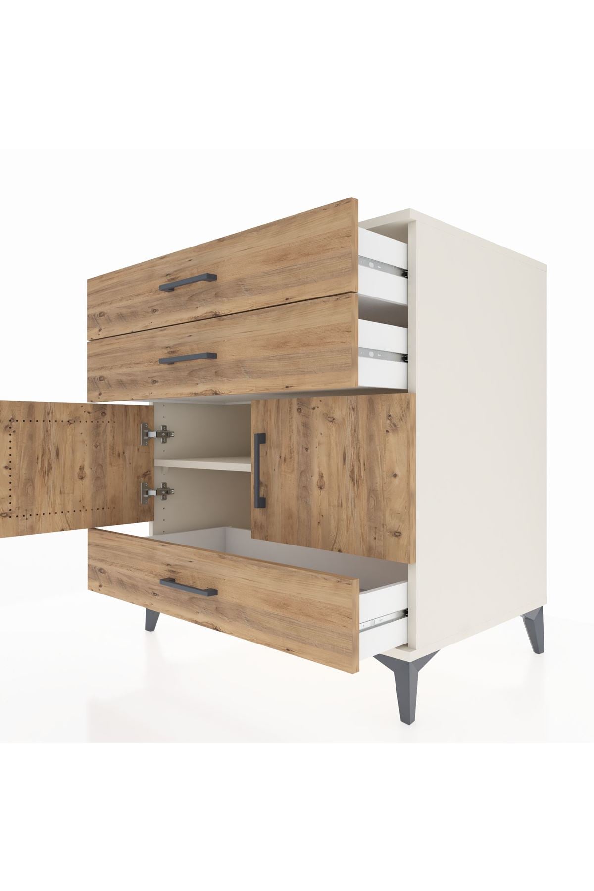 Kronos Şifonyer Tek Raflı 3 Çekmeceli 2 Kapaklı 88x59x96 - S70M045V3C