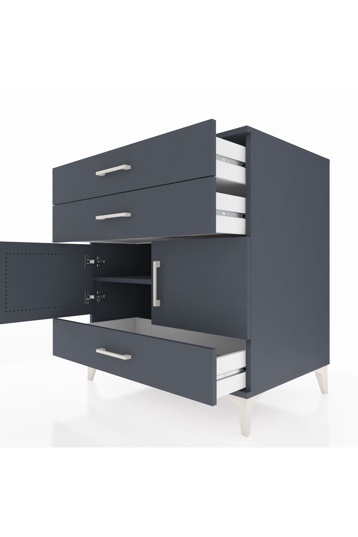 Kronos Şifonyer Tek Raflı 3 Çekmeceli 2 Kapaklı 88x59x96 - S70M045V5C