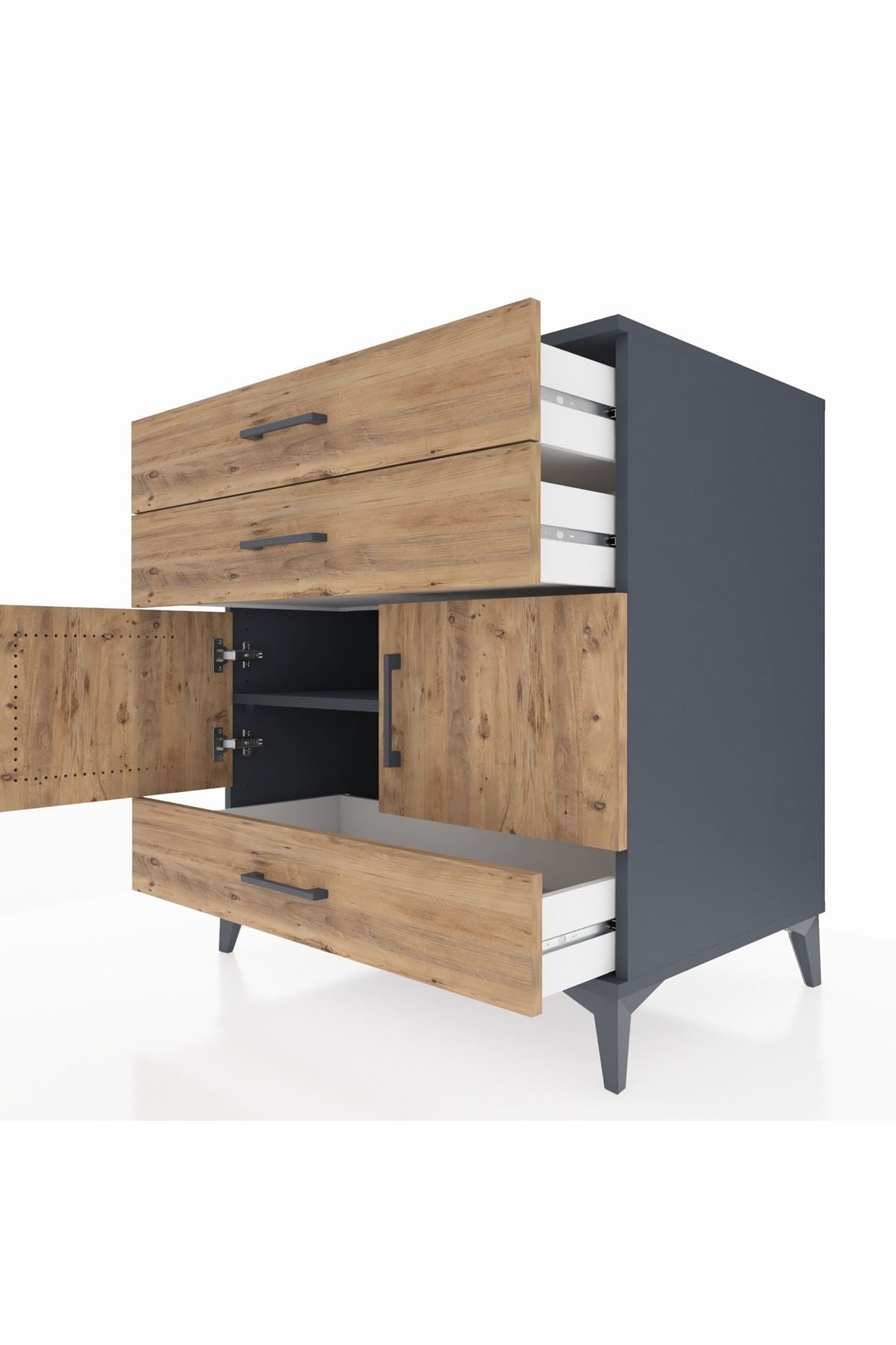 Kronos Şifonyer Tek Raflı 3 Çekmeceli 2 Kapaklı 88x59x96 - S70M045V6C