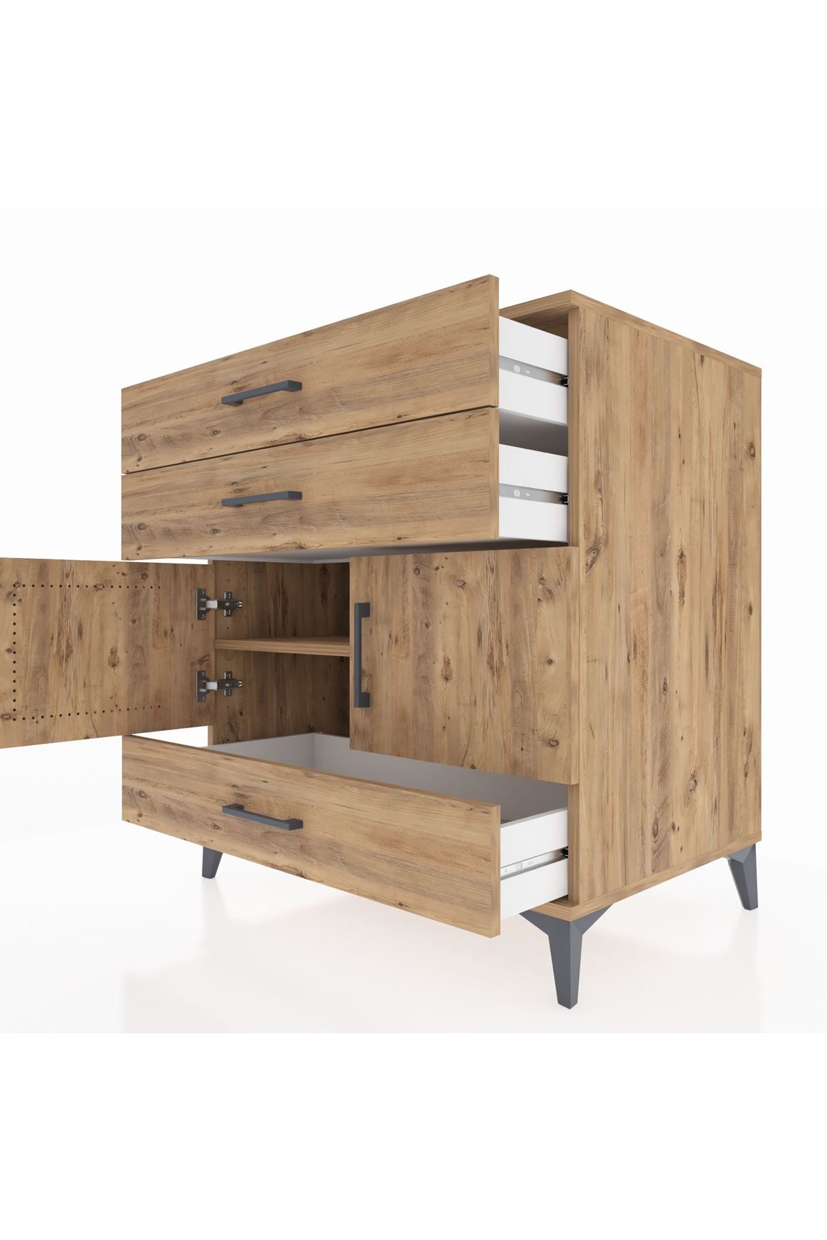 Kronos Şifonyer Tek Raflı 3 Çekmeceli 2 Kapaklı 88x59x96 - S70M045V9C