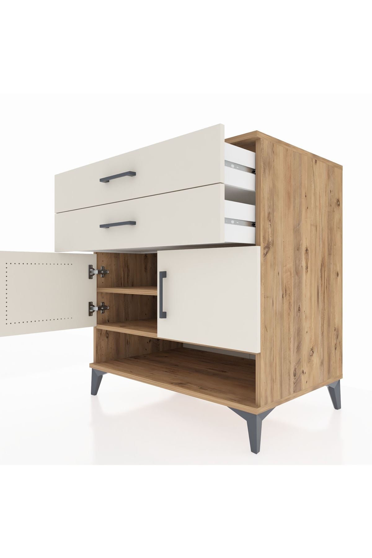 Kronos Şifonyer 2 Raflı 2 Çekmeceli 2 Kapaklı 88x59x96 - S70M046V7C