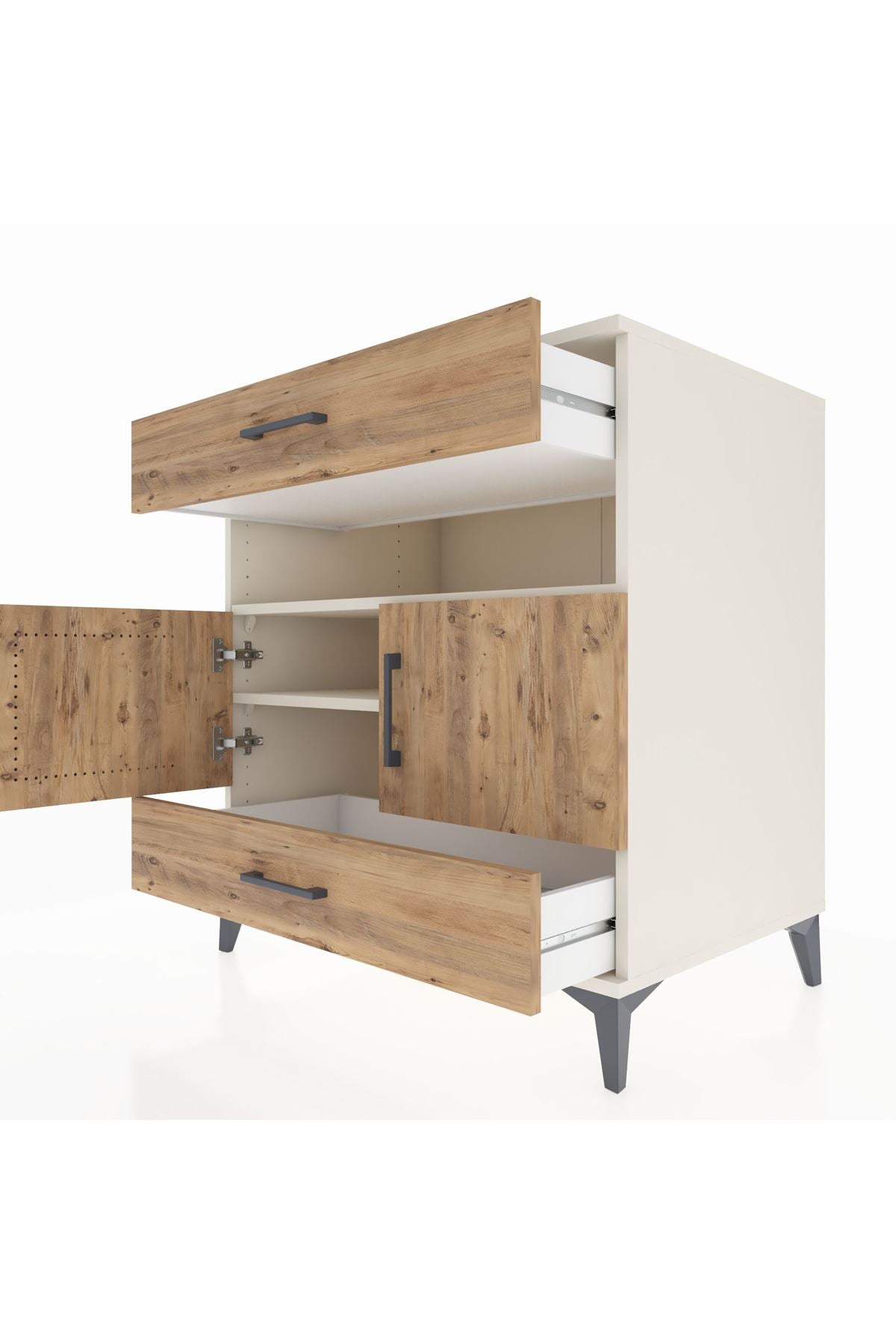Kronos Şifonyer 2 Raflı 2 Çekmeceli 2 Kapaklı 88x59x96 - S70M047V3C