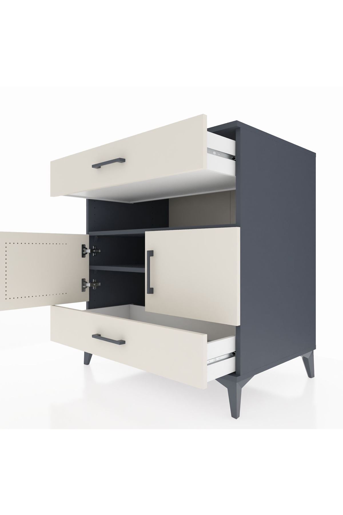 Kronos Şifonyer 2 Raflı 2 Çekmeceli 2 Kapaklı 88x59x96 - S70M047V4C