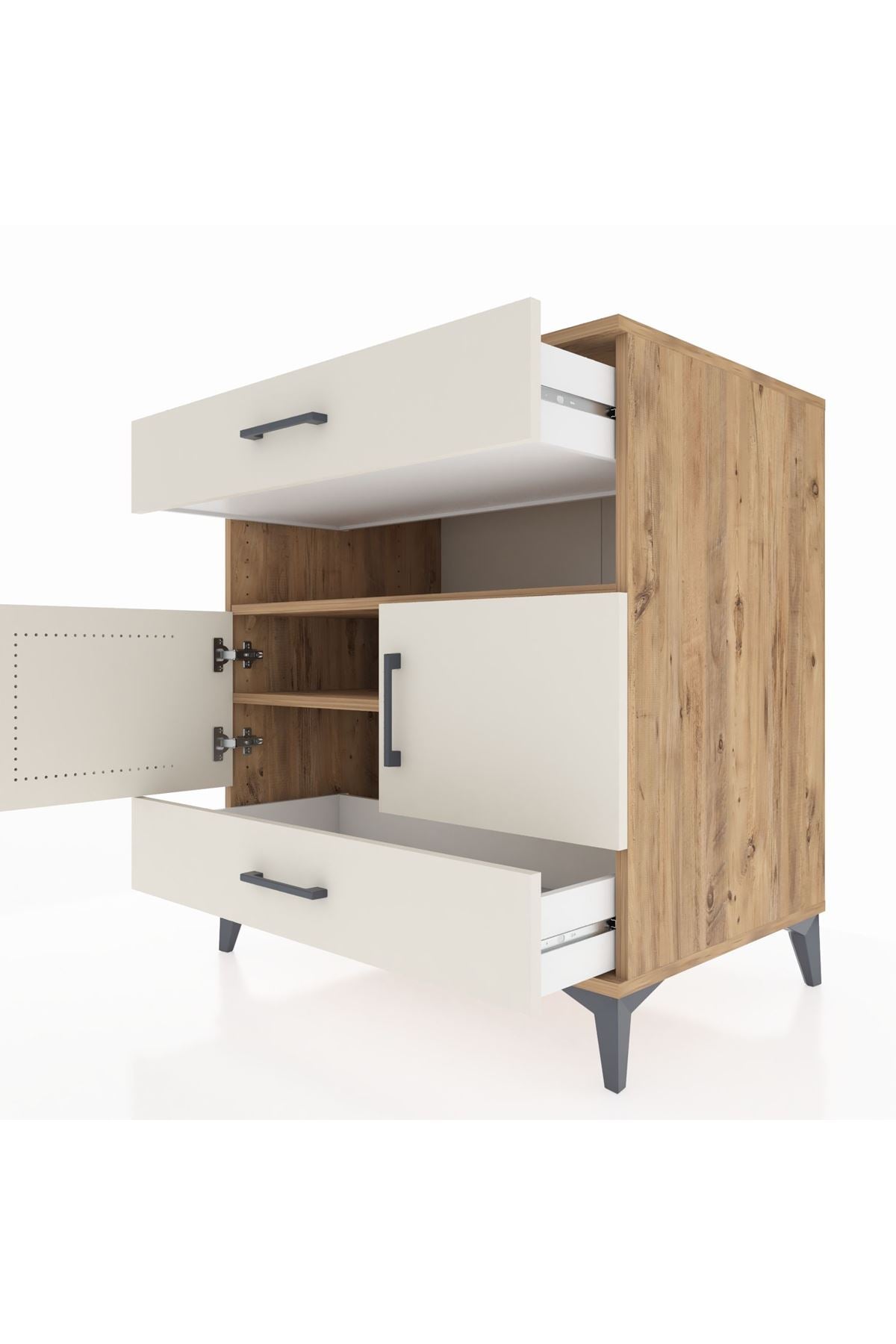 Kronos Şifonyer 2 Raflı 2 Çekmeceli 2 Kapaklı 88x59x96 - S70M047V7C