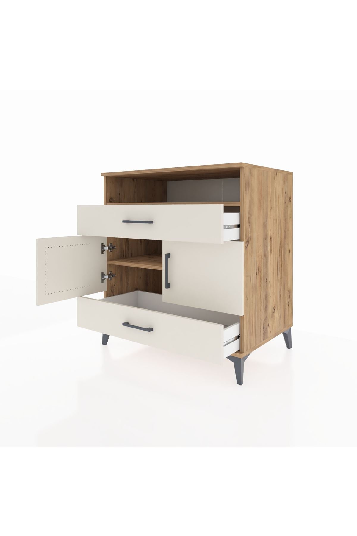 Kronos Şifonyer 2 Raflı 2 Çekmeceli 2 Kapaklı 88x59x96 - S70M048V7C