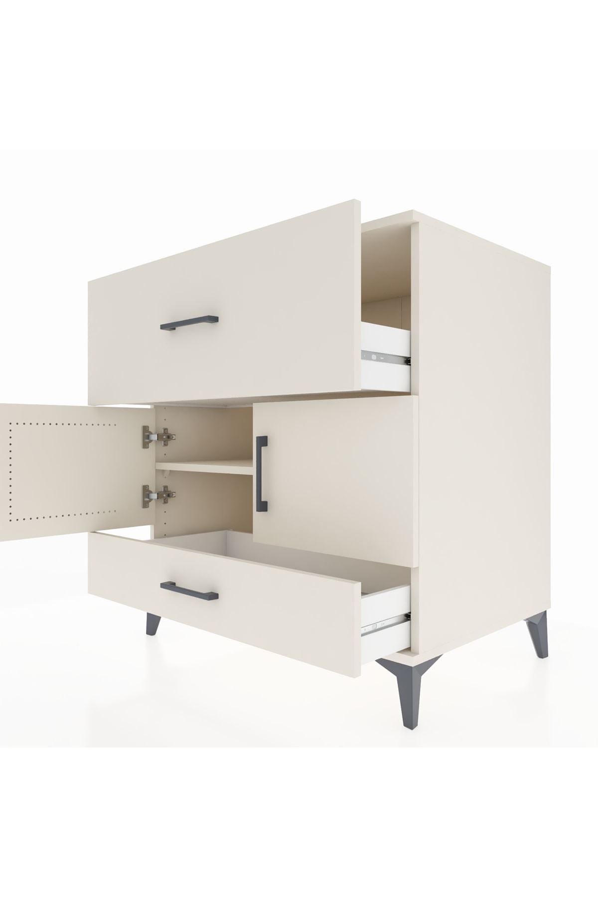 Kronos Şifonyer Tek Raflı 2 Çekmeceli 2 Kapaklı 88x59x96 - S70M049V1C