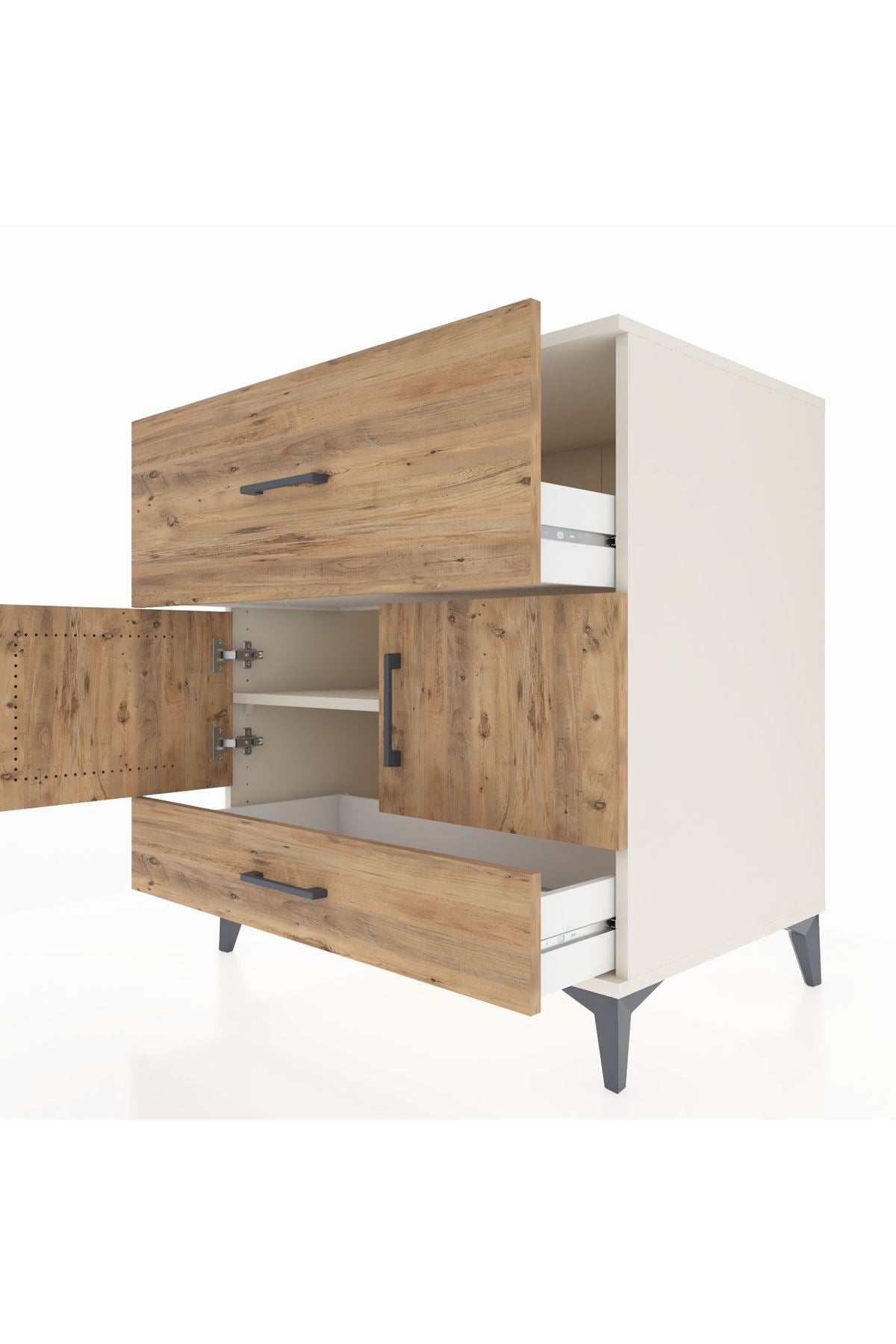 Kronos Şifonyer Tek Raflı 2 Çekmeceli 2 Kapaklı 88x59x96 - S70M049V3C
