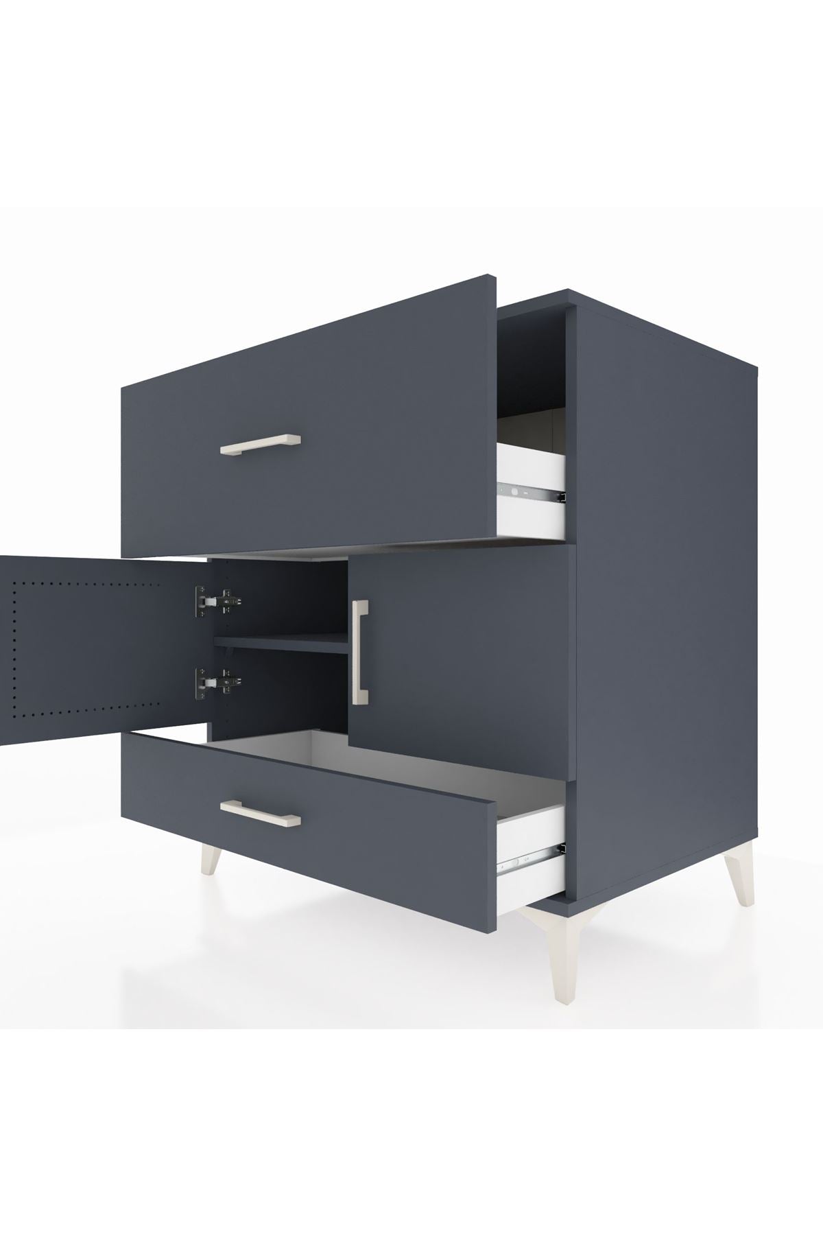 Kronos Şifonyer Tek Raflı 2 Çekmeceli 2 Kapaklı 88x59x96 - S70M049V5C