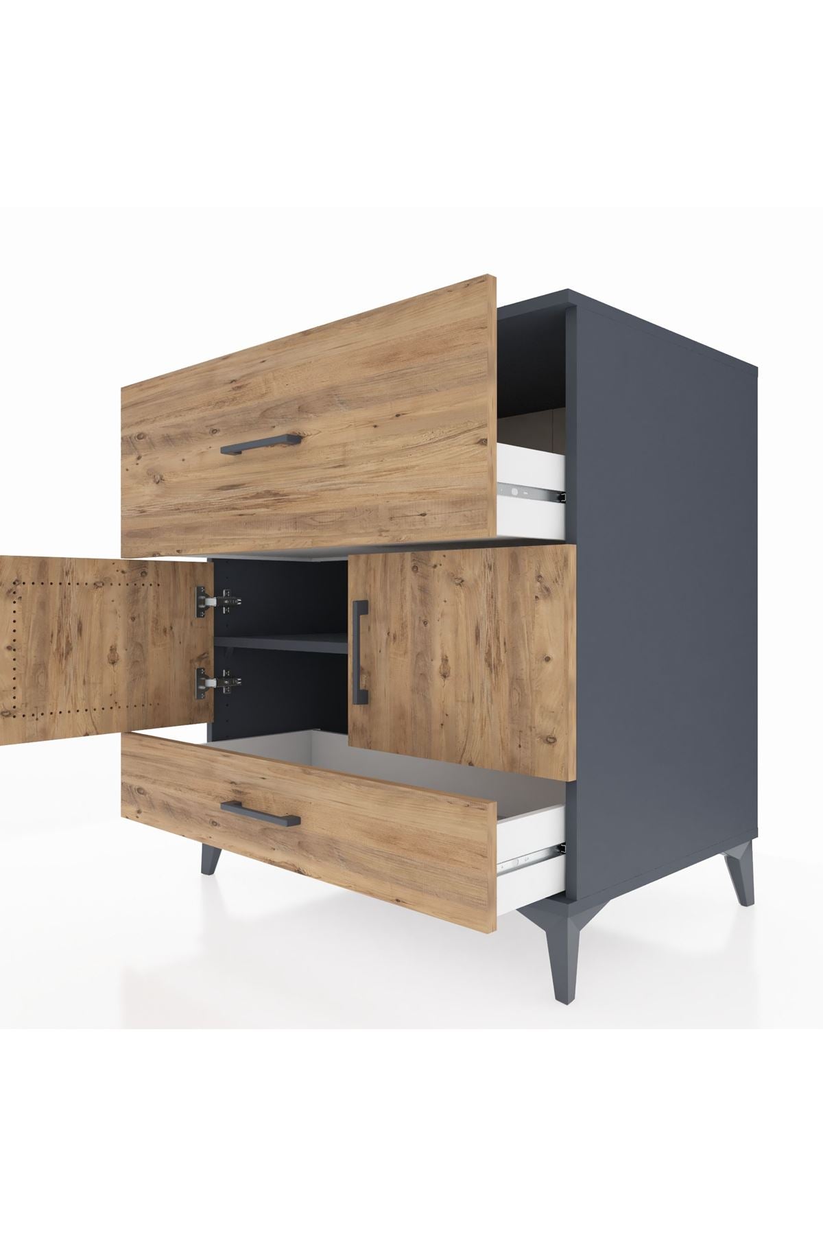 Kronos Şifonyer Tek Raflı 2 Çekmeceli 2 Kapaklı 88x59x96 - S70M049V6C