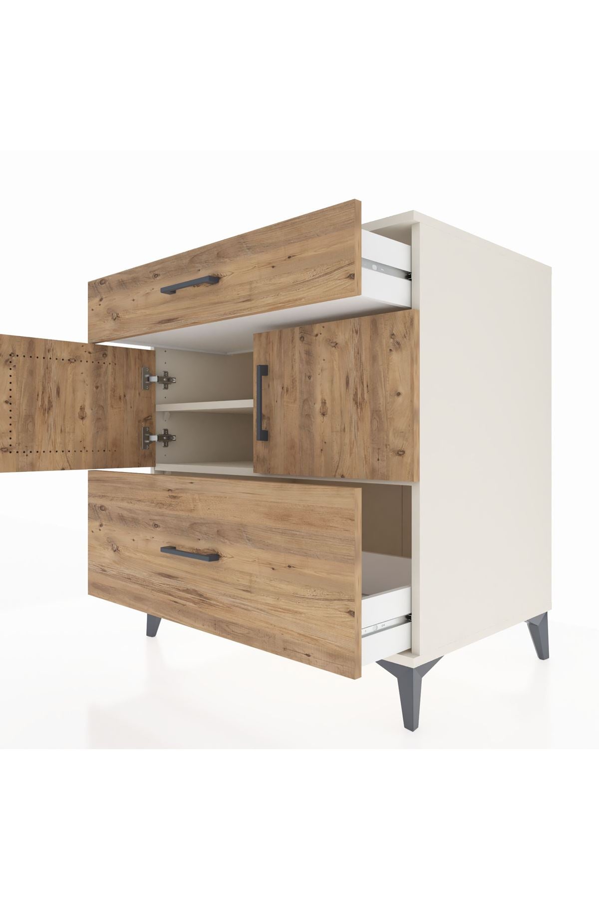 Kronos Şifonyer 2 Raflı 2 Çekmeceli 2 Kapaklı 88x59x96 - S70M052V3C