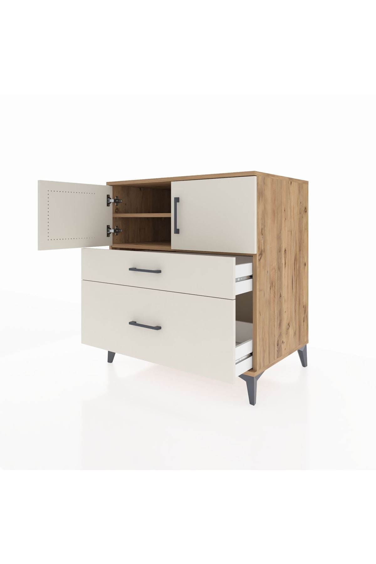 Kronos Şifonyer 2 Raflı 2 Çekmeceli 2 Kapaklı 88x59x96 - S70M053V7C
