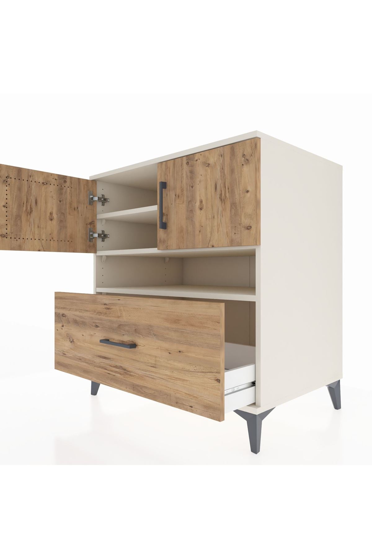 Kronos Şifonyer 3 Raflı Tek Çekmeceli 2 Kapaklı 88x59x96 - S70M054V3C